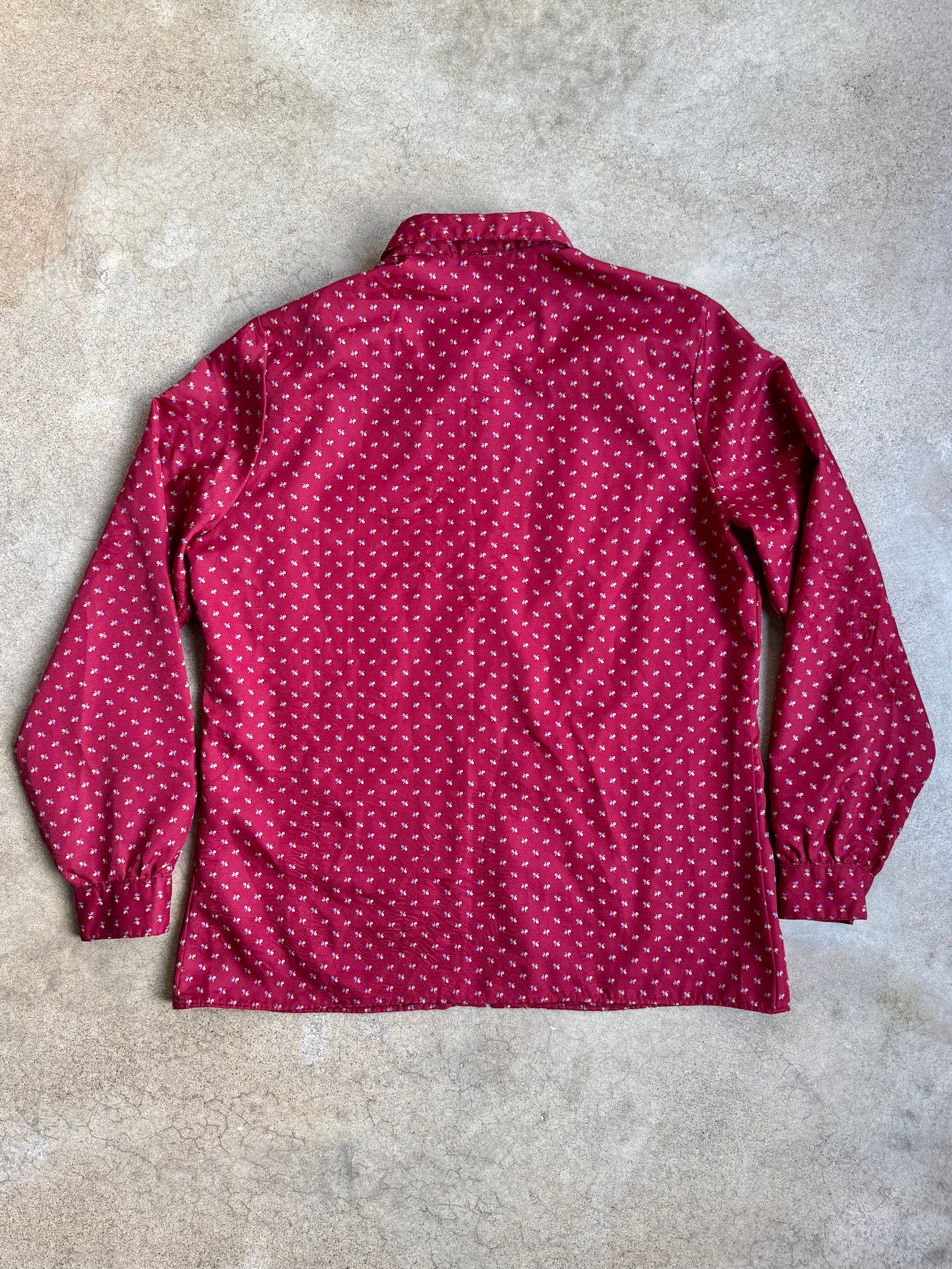 Vintage 1980s Levi's Burgundy Printed Button-Up Blouse | M/L