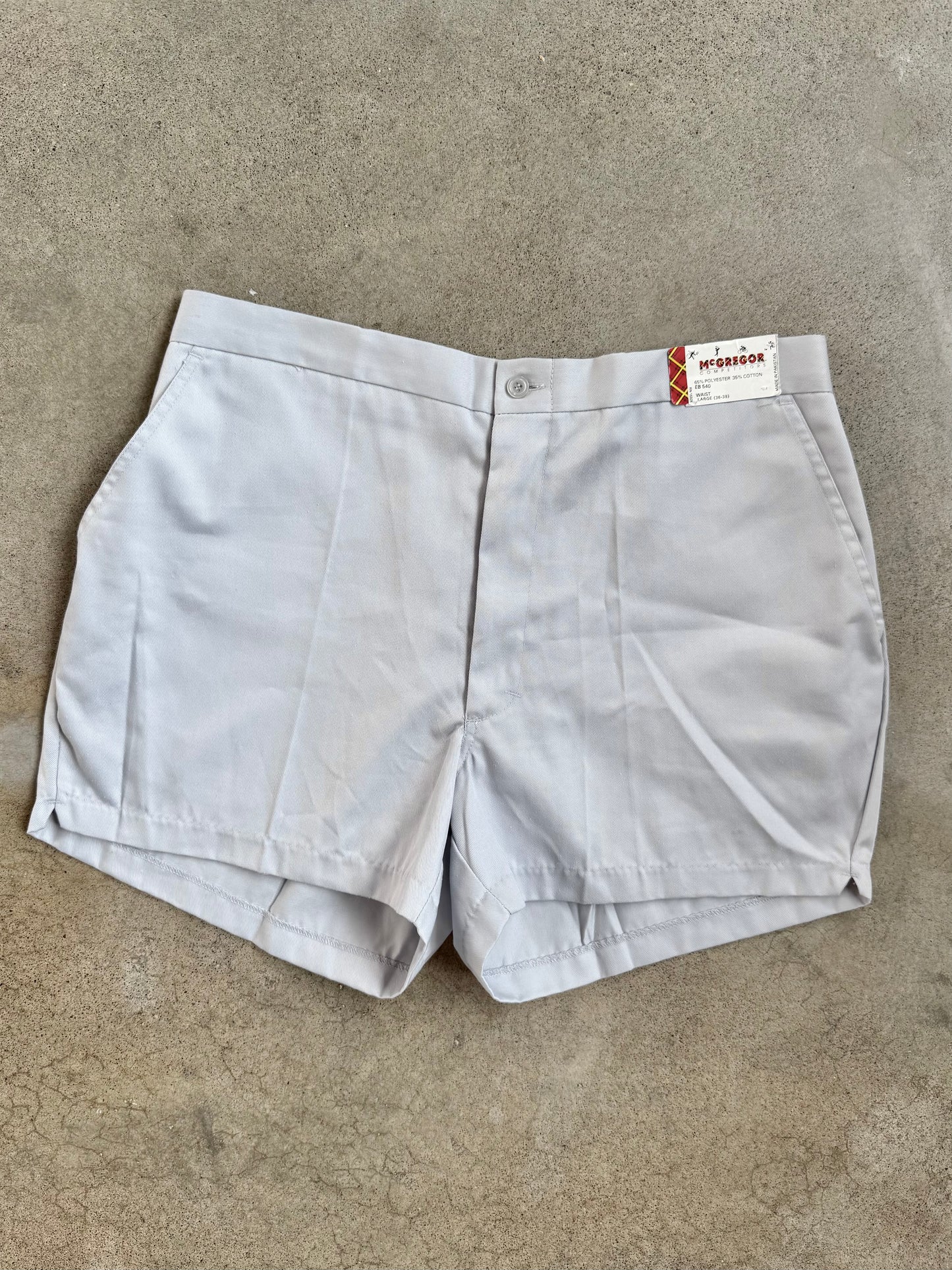 Vintage 1960s Deadstock McGregor Grey Chino Shorts | Large