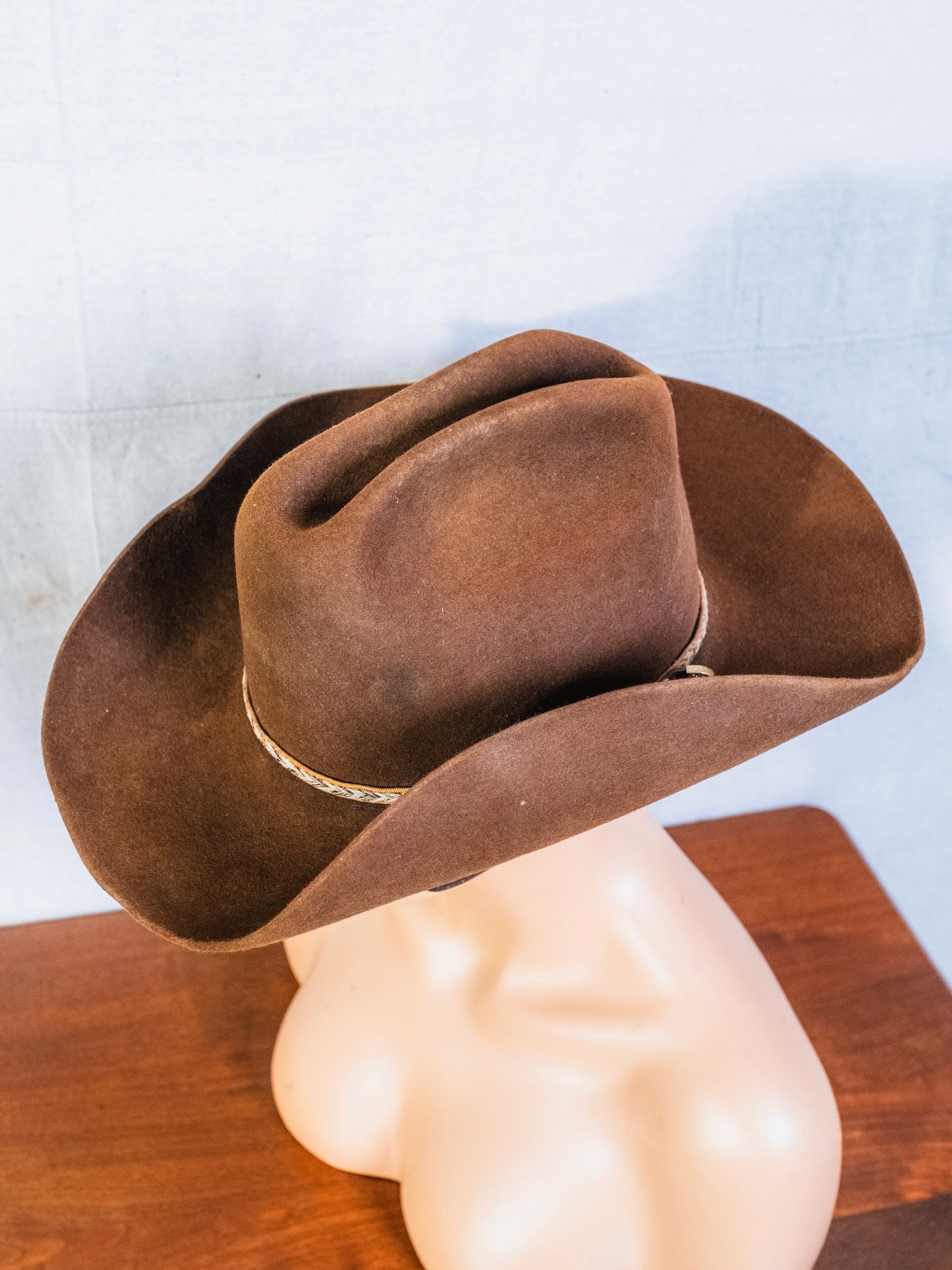 Vintage 1980s Wrangler Brown Beaver Felt Western Cowboy Hat | 7.5