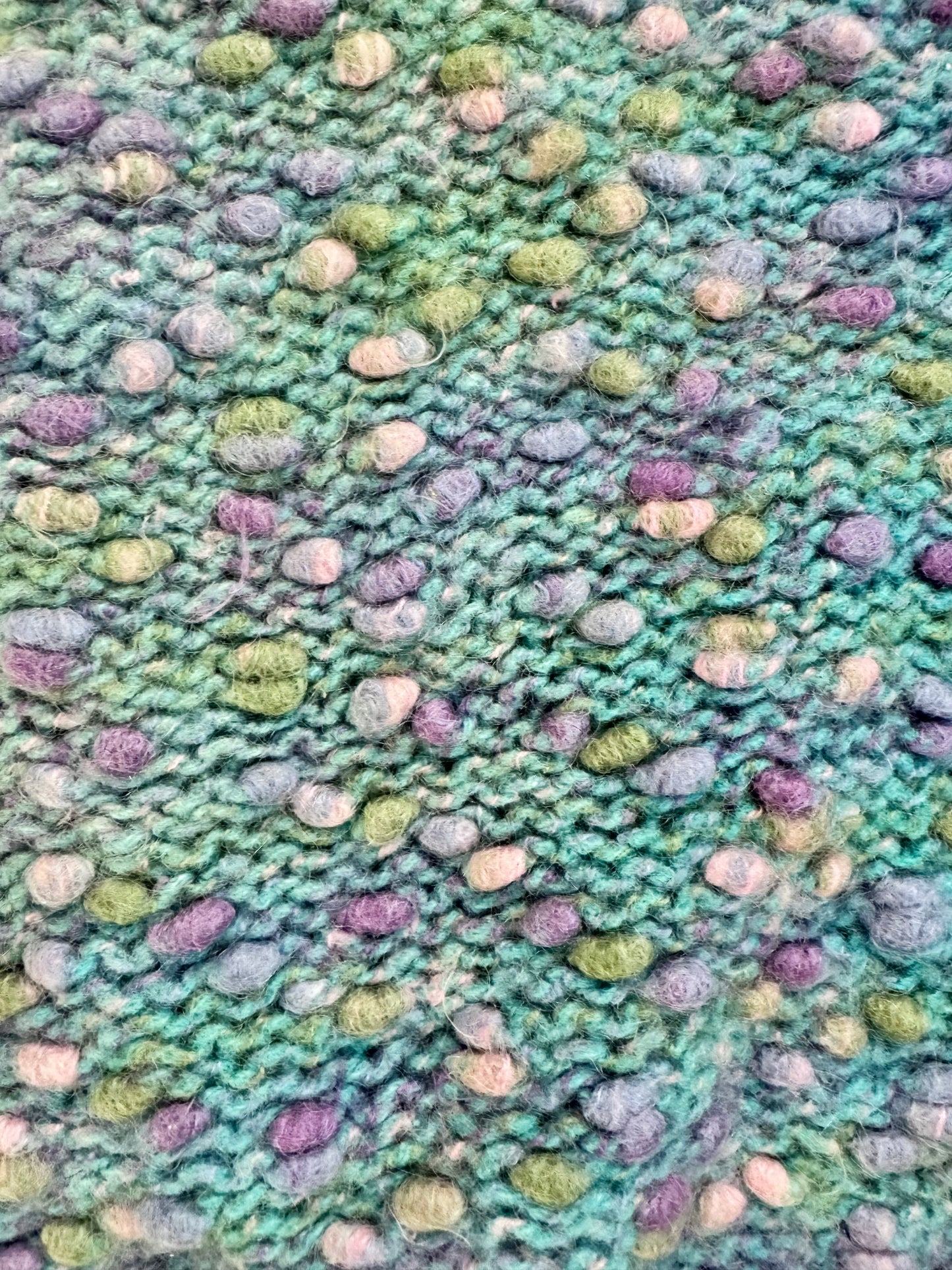 Vintage 1980s Handmade Multi-Color Bobble Knit Zip-Up Sweater | L/XL