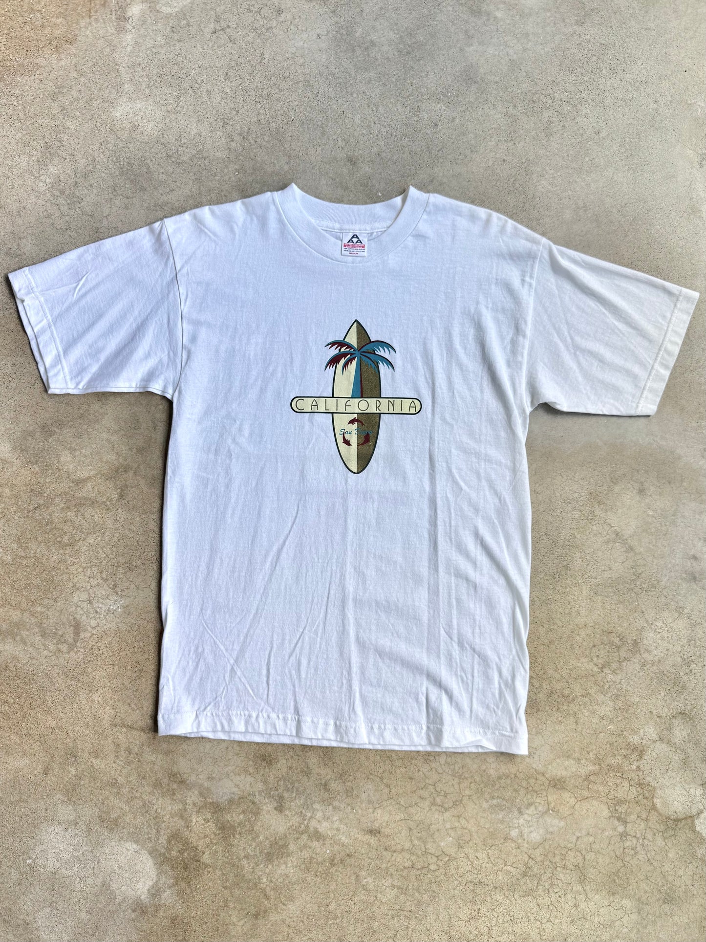 Vintage 1990s San Diego California Surf Board Graphic Tee | Medium