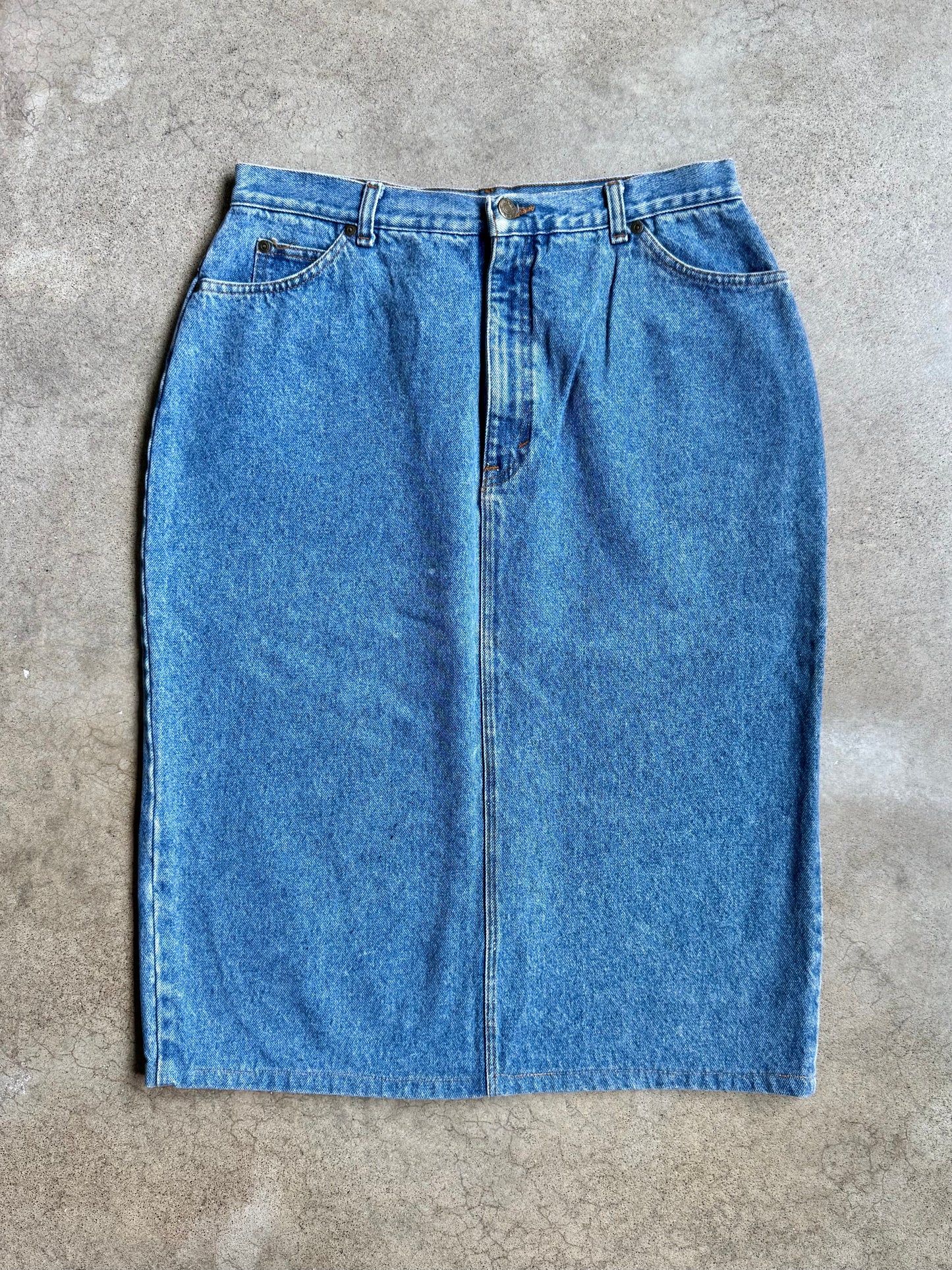 Vintage 1990s Hunt Club Denim Midi Skirt | Waist 32”