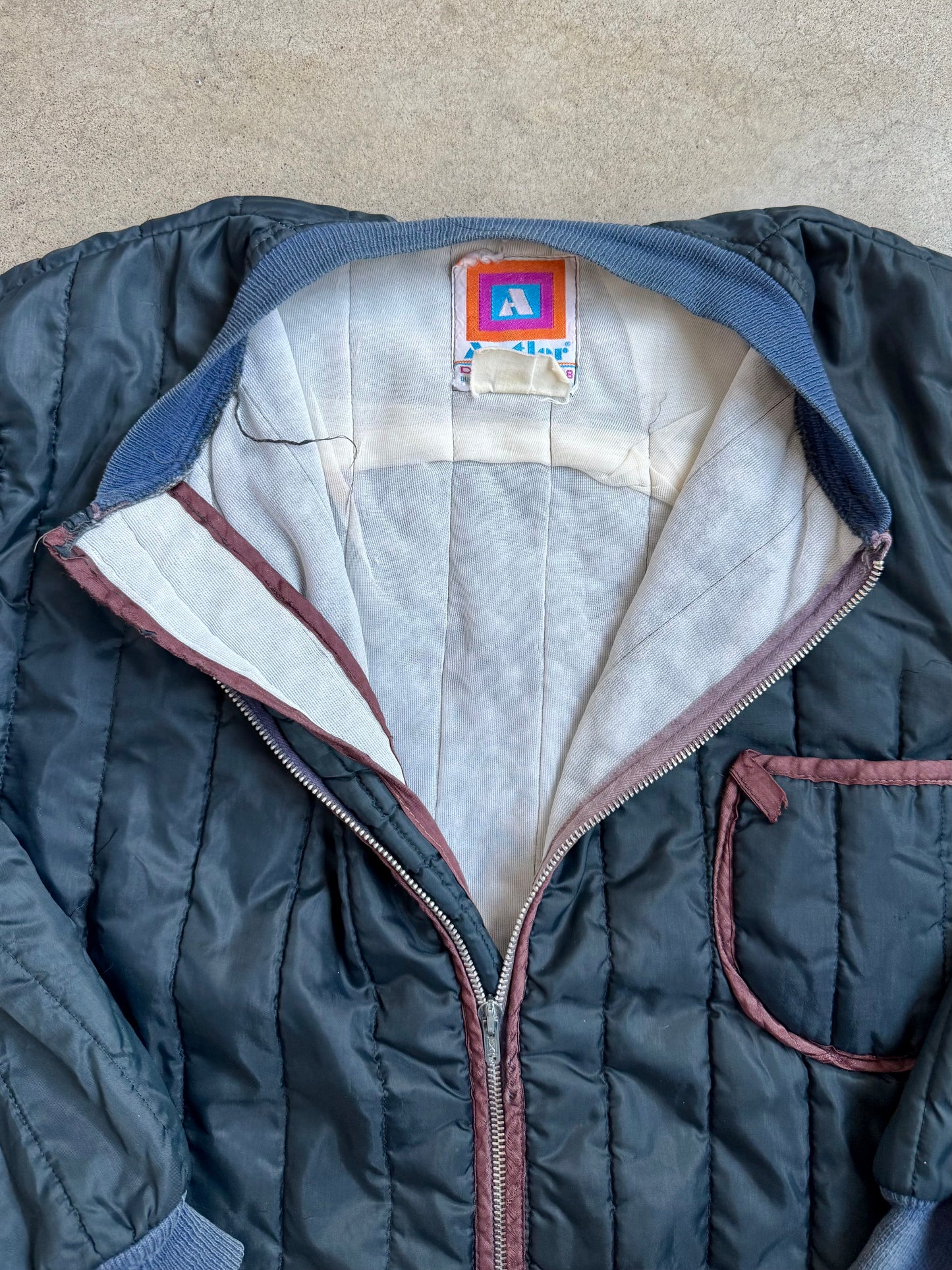 Vintage 1980s Antler Blue Zip-Up Quilted Liner Jacket | Large