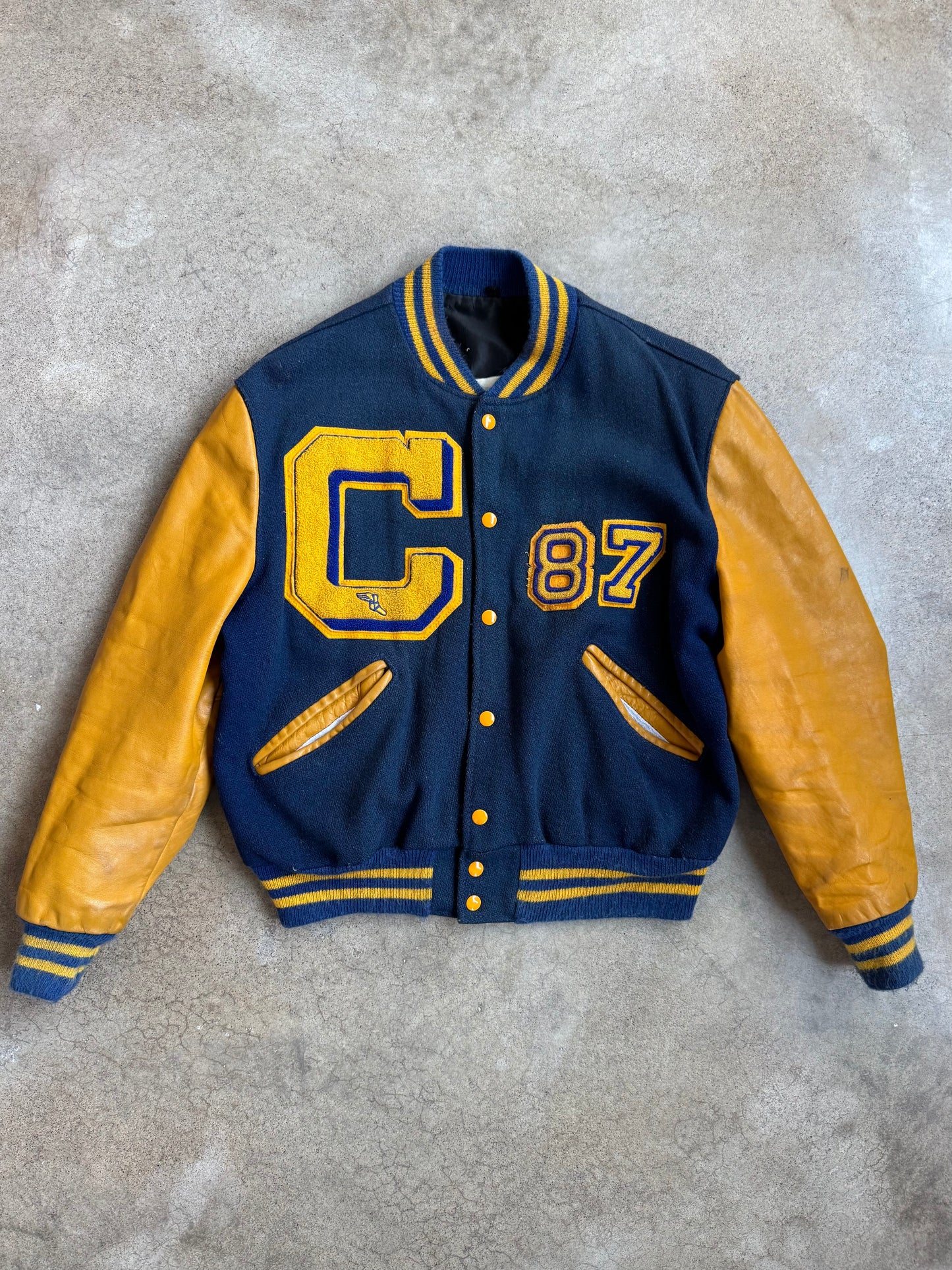 Vintage 1980s Clyde High School Varsity Letterman Jacket | Large
