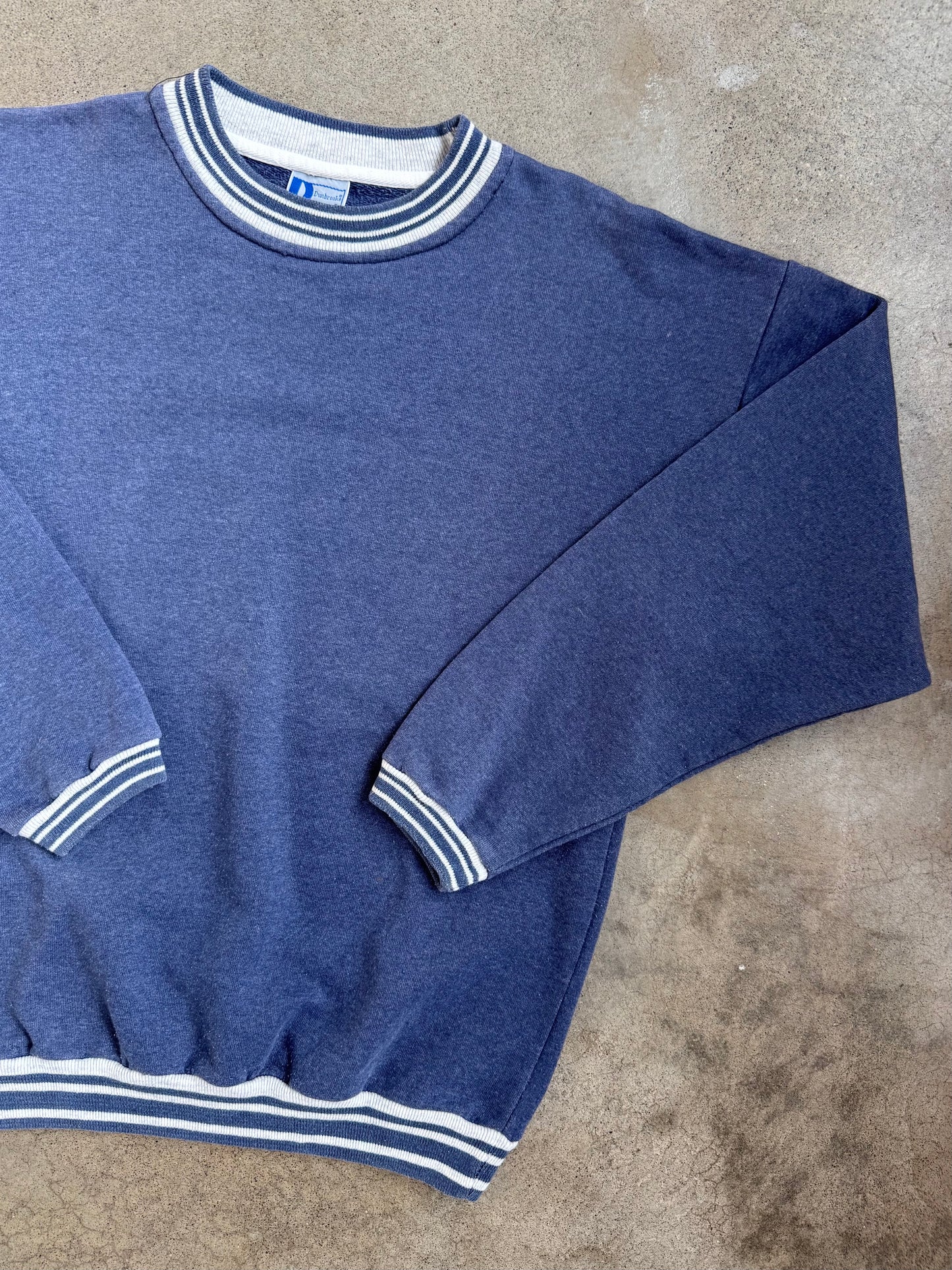 Vintage 1980s Dunbrooke Pla-Jac Blue Striped Crewneck Sweatshirt | Small