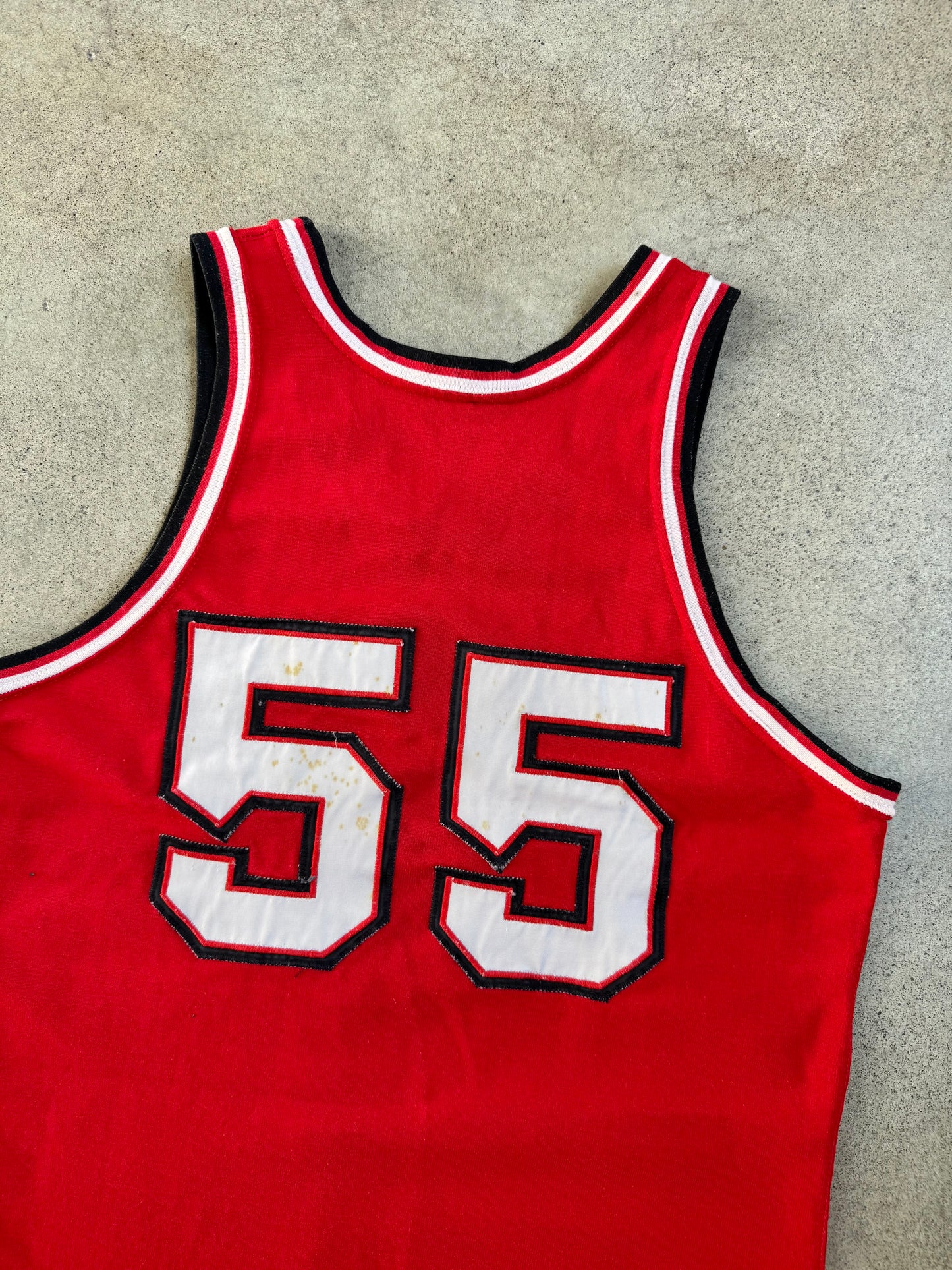 Vintage 1970s Red & Black “Skins” #55 Basketball Jersey | S/M