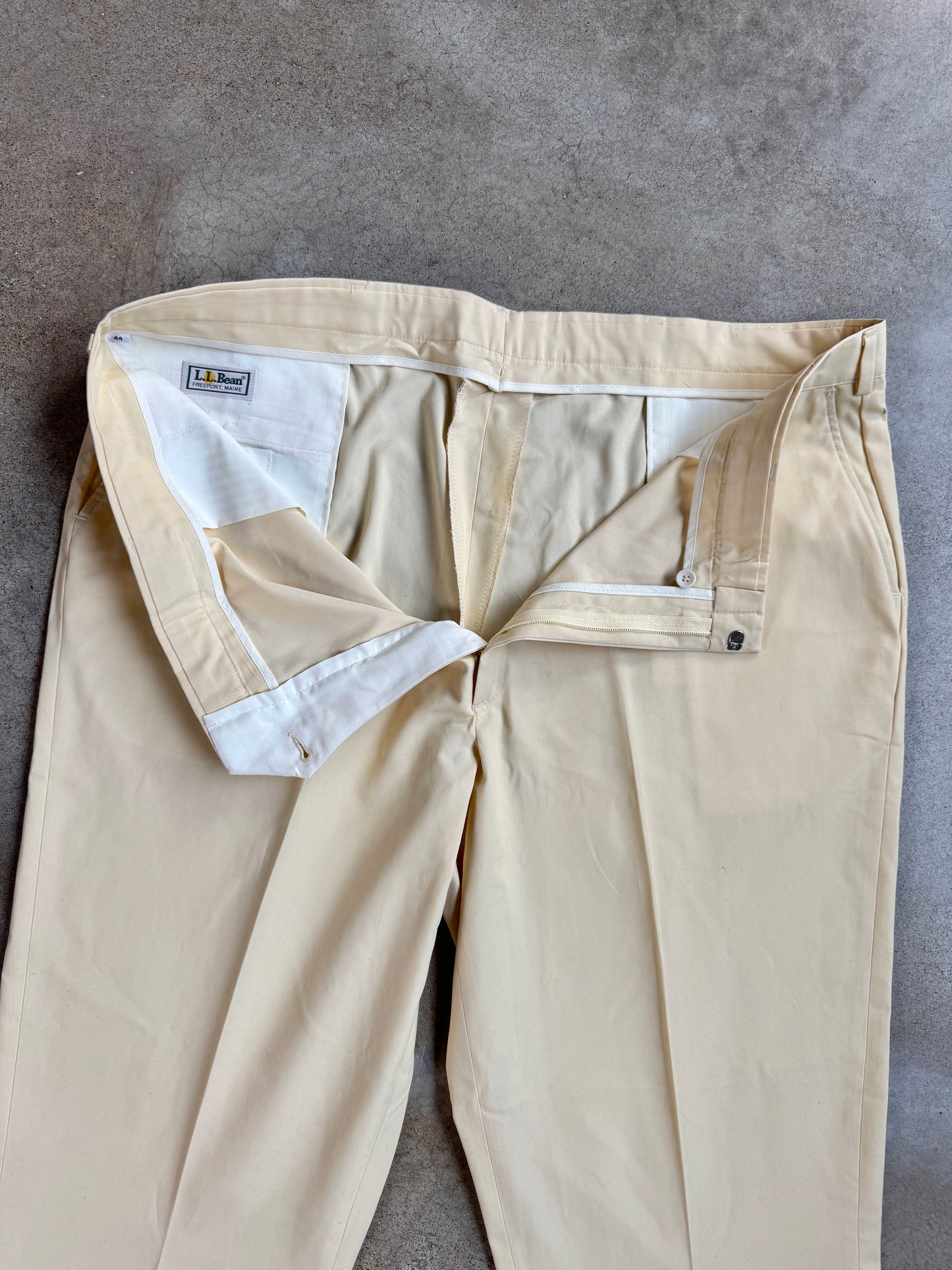 Vintage 1980s L.L. Bean Pale Yellow Trousers | Waist 44”