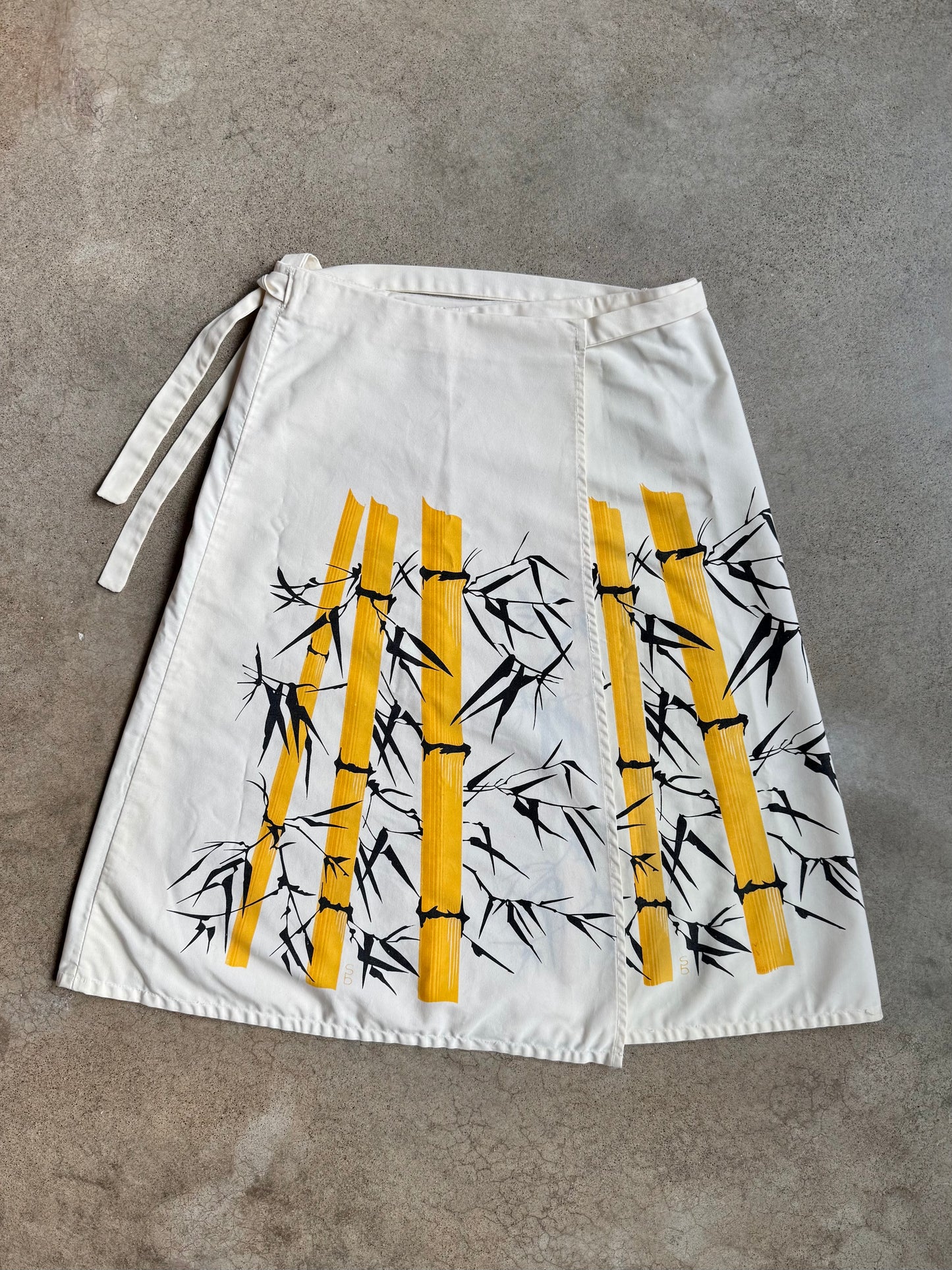 Vintage 1960s The Bagshaws of Saint Lucia Bamboo Print Wrap Skirt | Medium