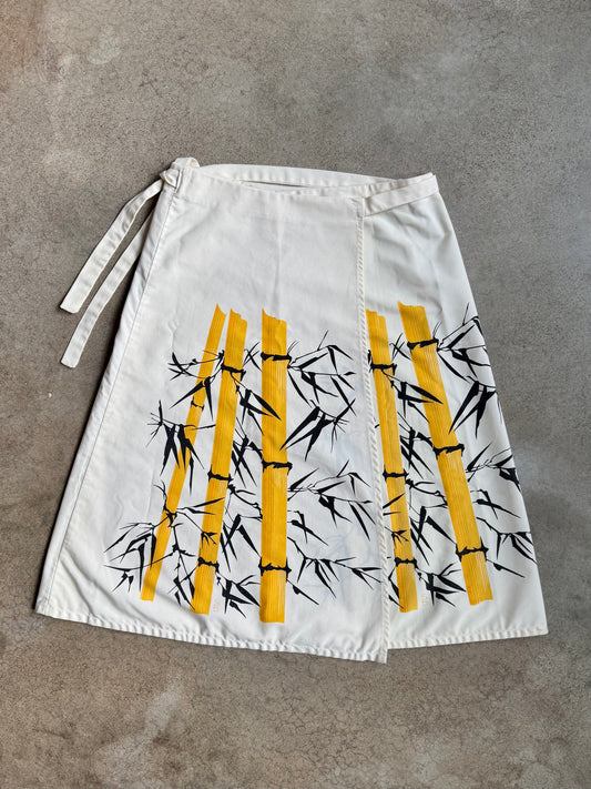 Vintage 1960s The Bagshaws of Saint Lucia Bamboo Print Wrap Skirt | Medium
