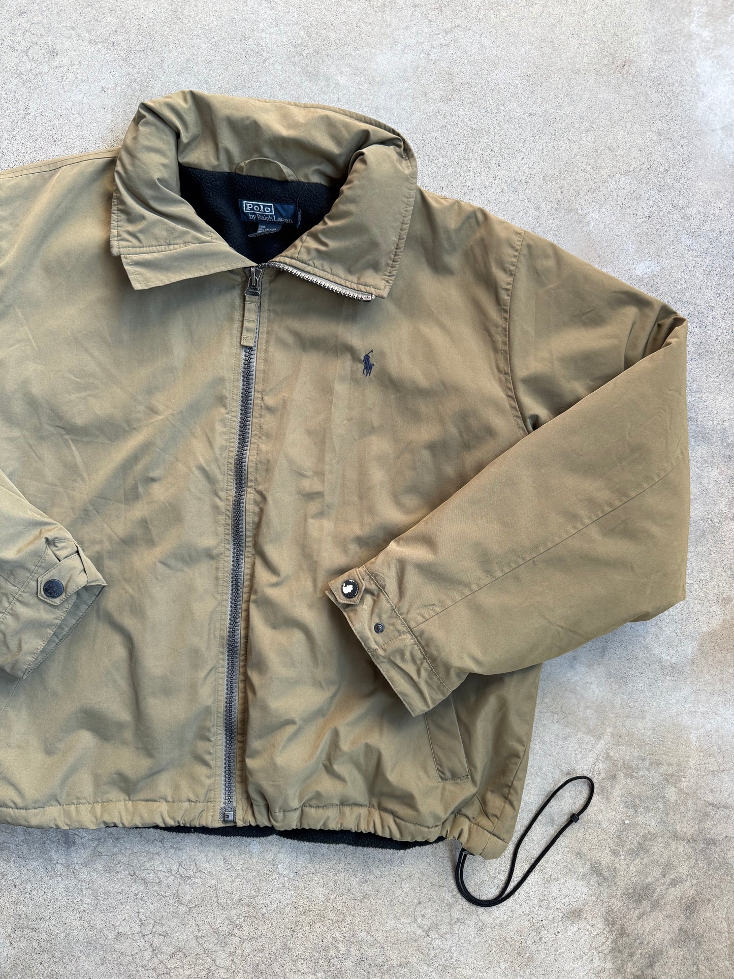 Vintage 1990s Polo Ralph Lauren Olive Green Windbreaker Jacket | XL