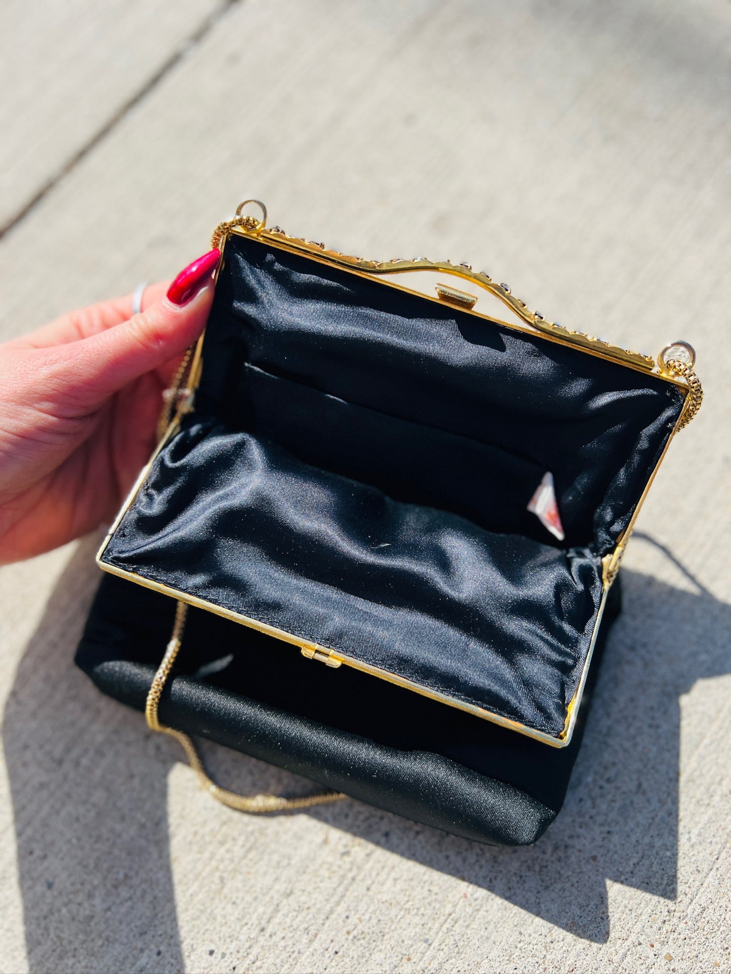 Vintage 1950s Walborg Black Formal Evening Handbag