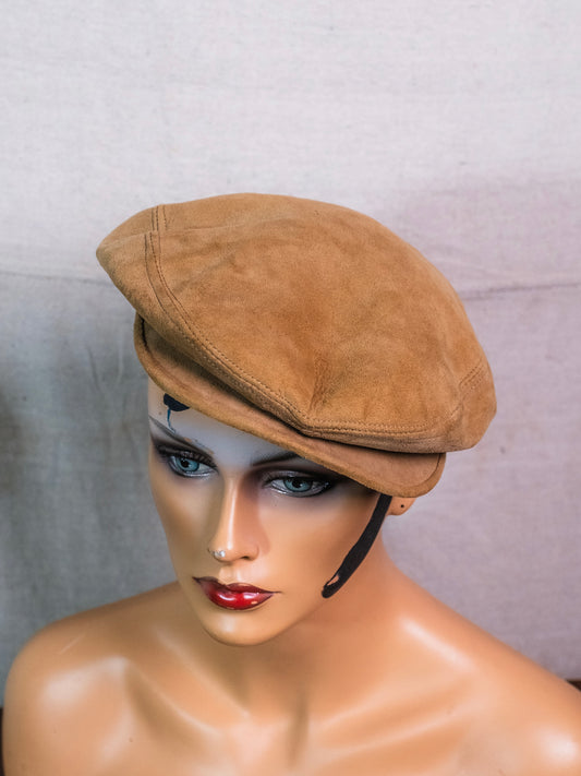 Vintage 1970s Stetson Tan Pig Suede Newsboy Hat