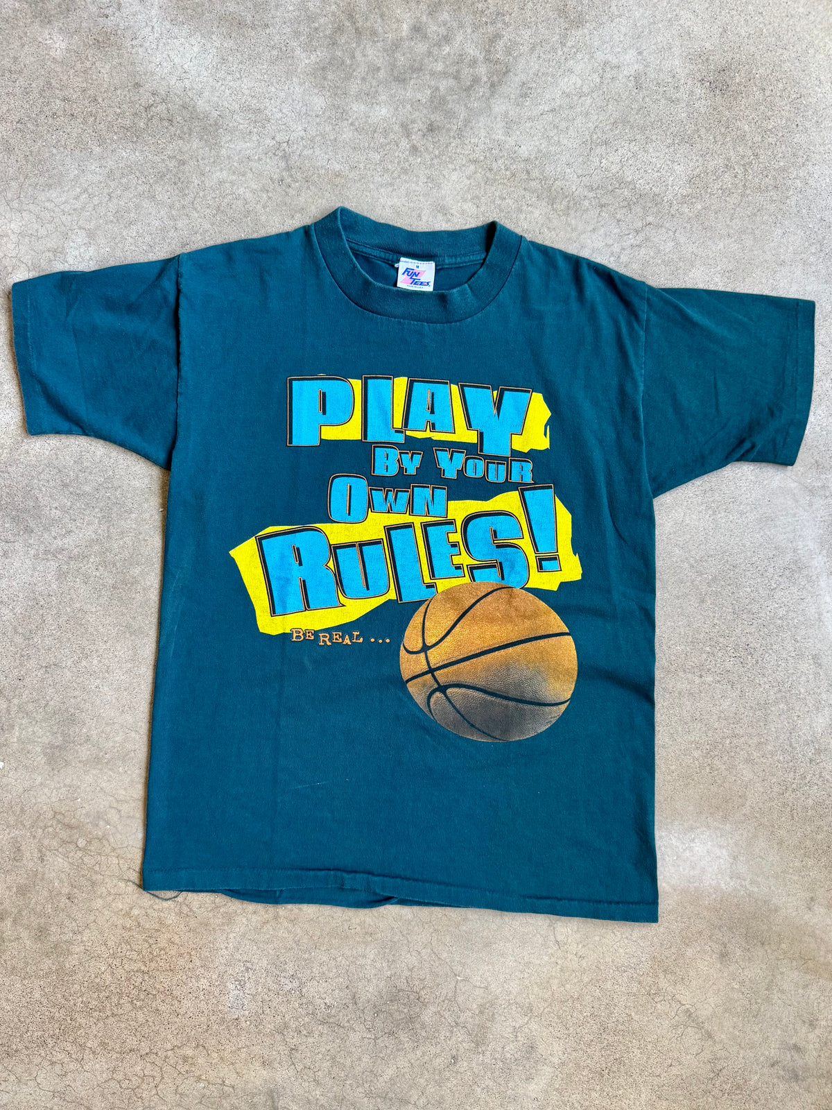 Vintage 1990s “Play By Your Own Rules” Basketball Graphic Tee | Medium