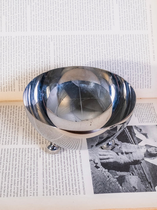 Vintage 1950s Metal Danish MCM Style 3-Legged Bowl