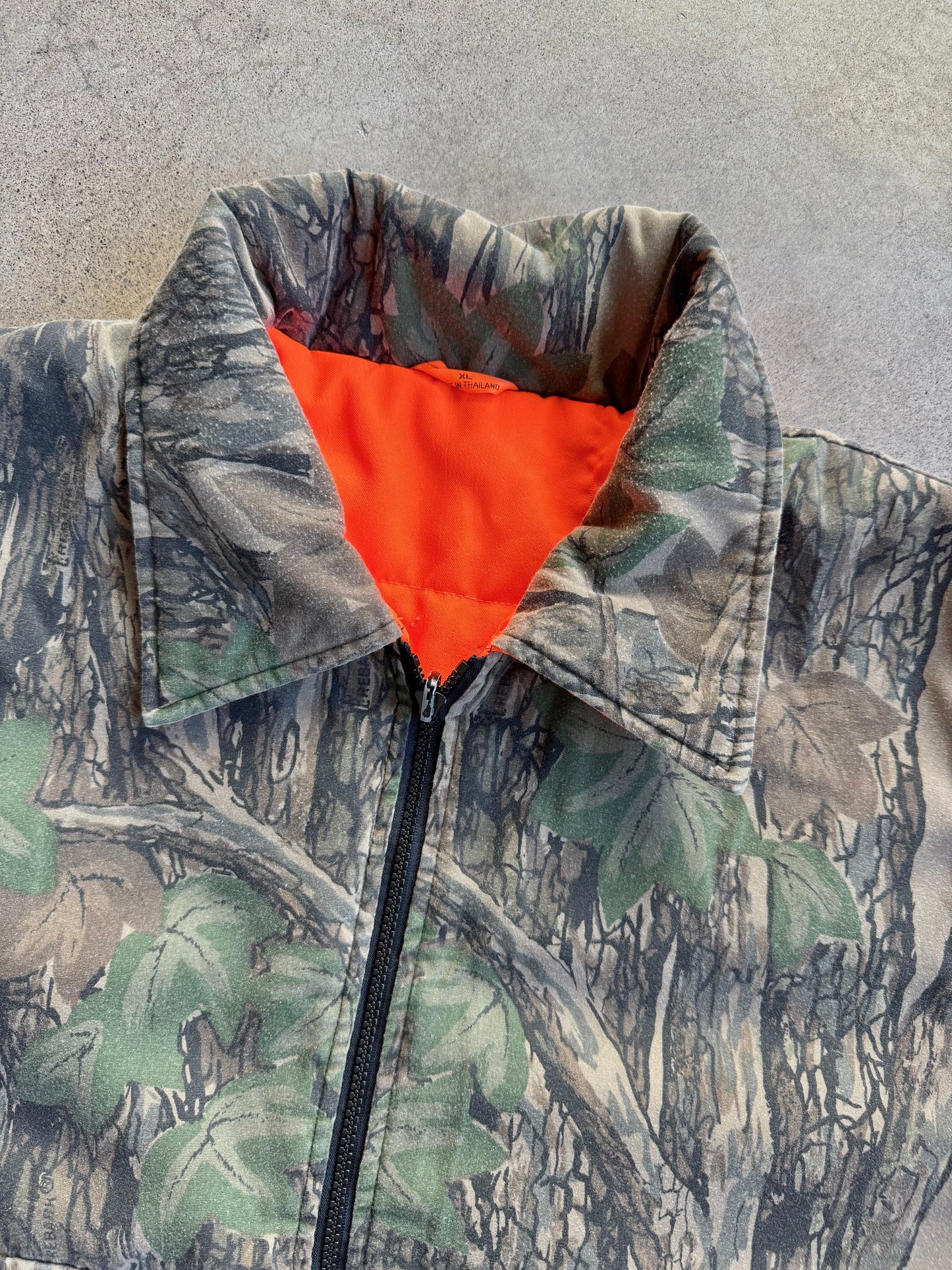 Vintage 1980s Winchester Reversible Conceal Orange Trebark Camo Hunting Vest | XL