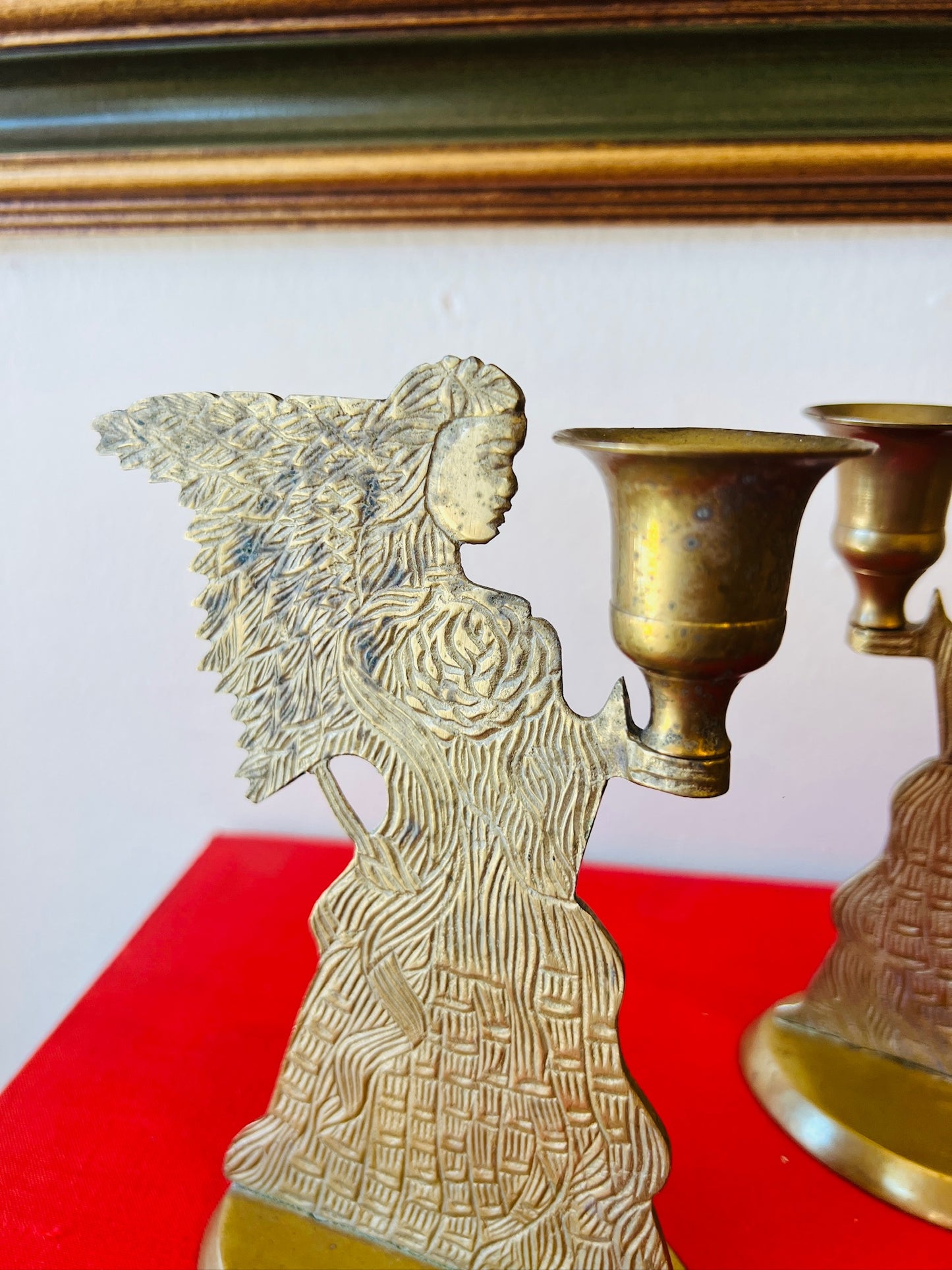 Vintage Brass Angel Candle Holders | Set of 2