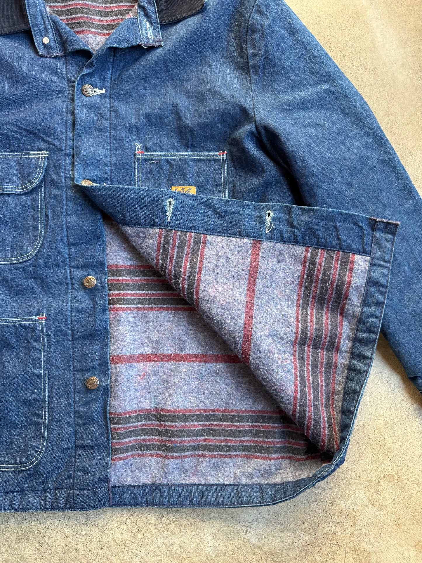 Vintage 1980s Wrangler Big Ben Blanket-Lined Denim Chore Coat | 44