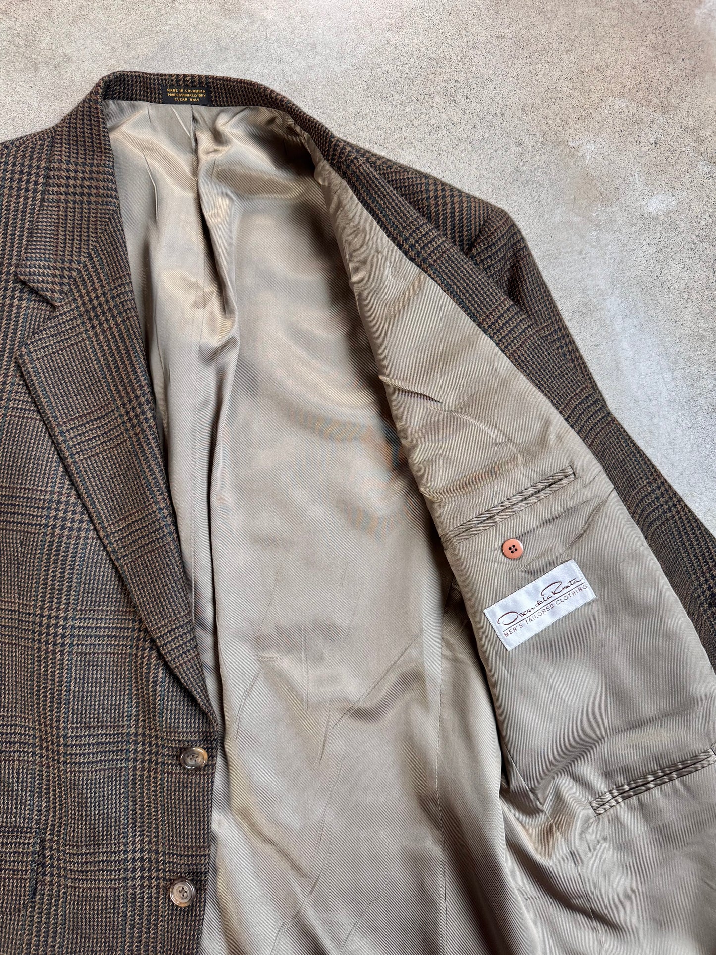 Vintage 1980s Oscar de la Renta Wool Glen Plaid Suit Jacket | 42R