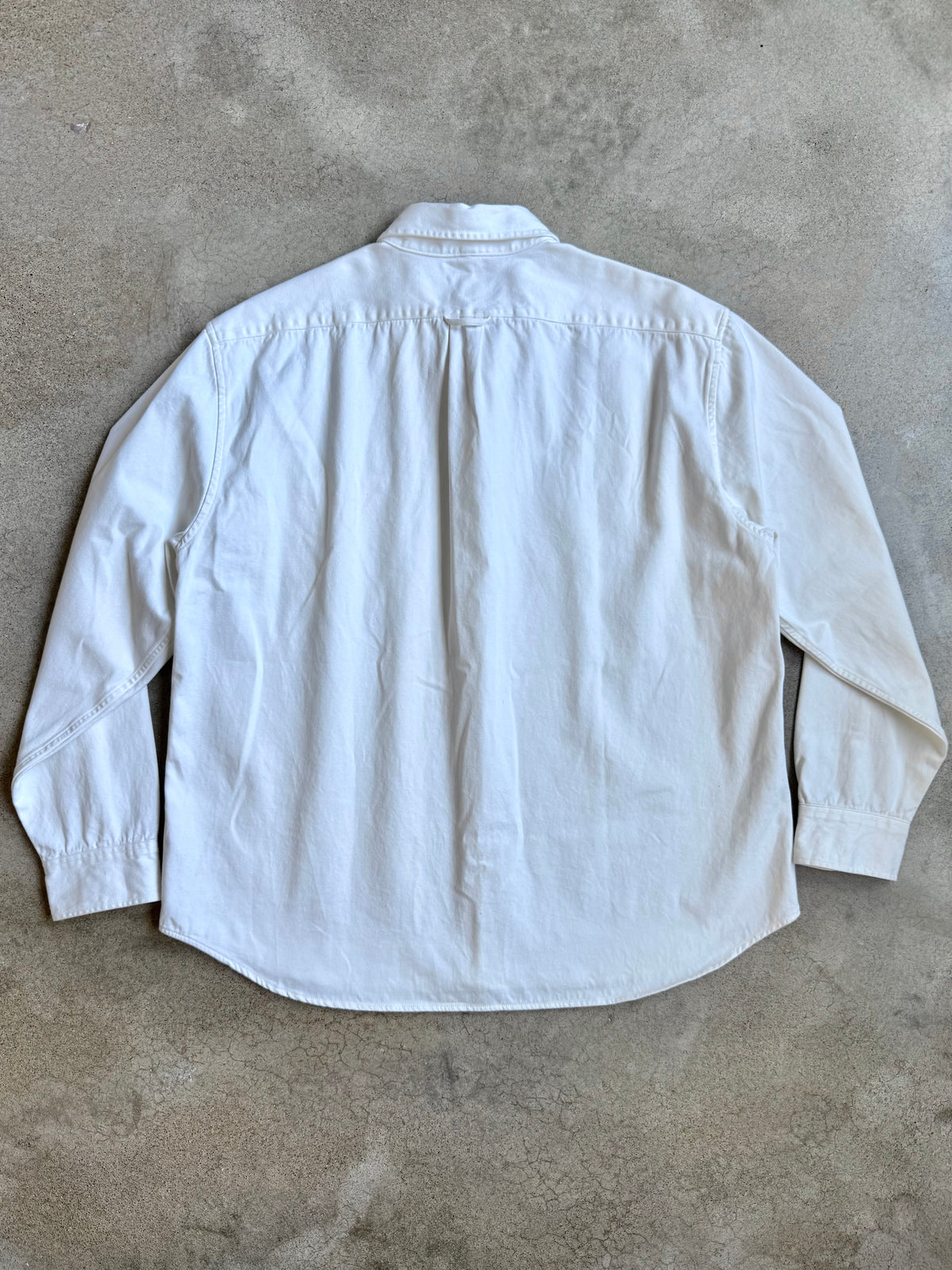 Vintage 1990s J.Crew White Selvedge Twill Heavyweight Cotton Shirt | XXL