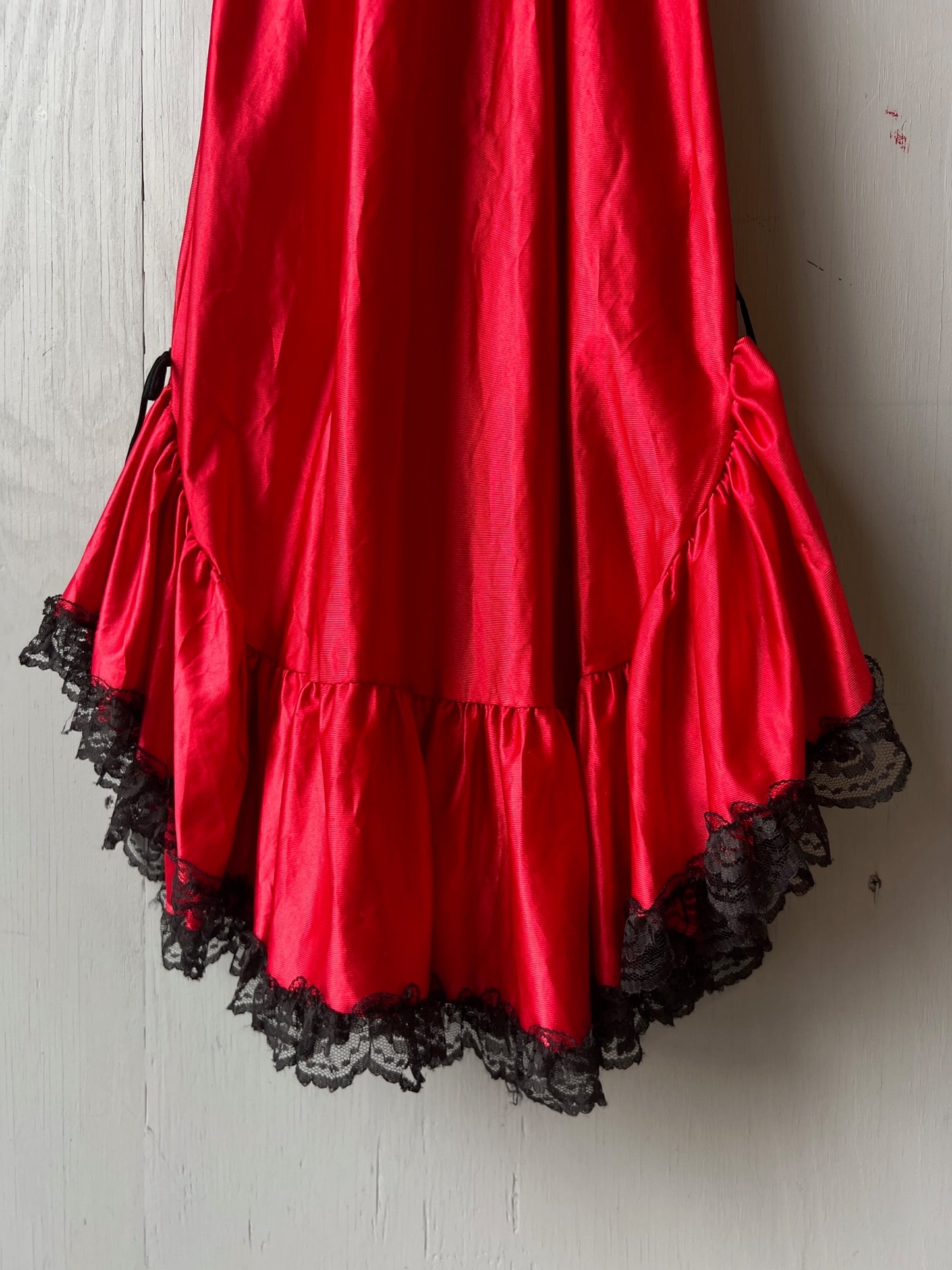 Vintage 1970’s/80’s Nylon Red & Black Flamenco Style Dress