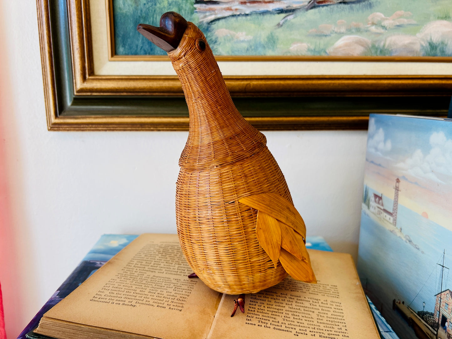 Vintage Wicker Woven Bird Basket