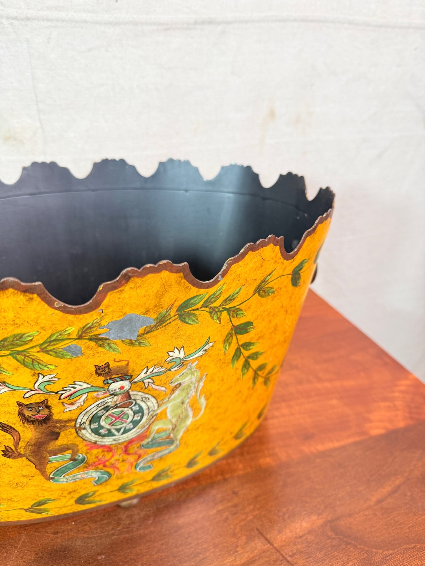 Vintage 1990s Chelsea House Yellow Old World Style Cachepot Planter