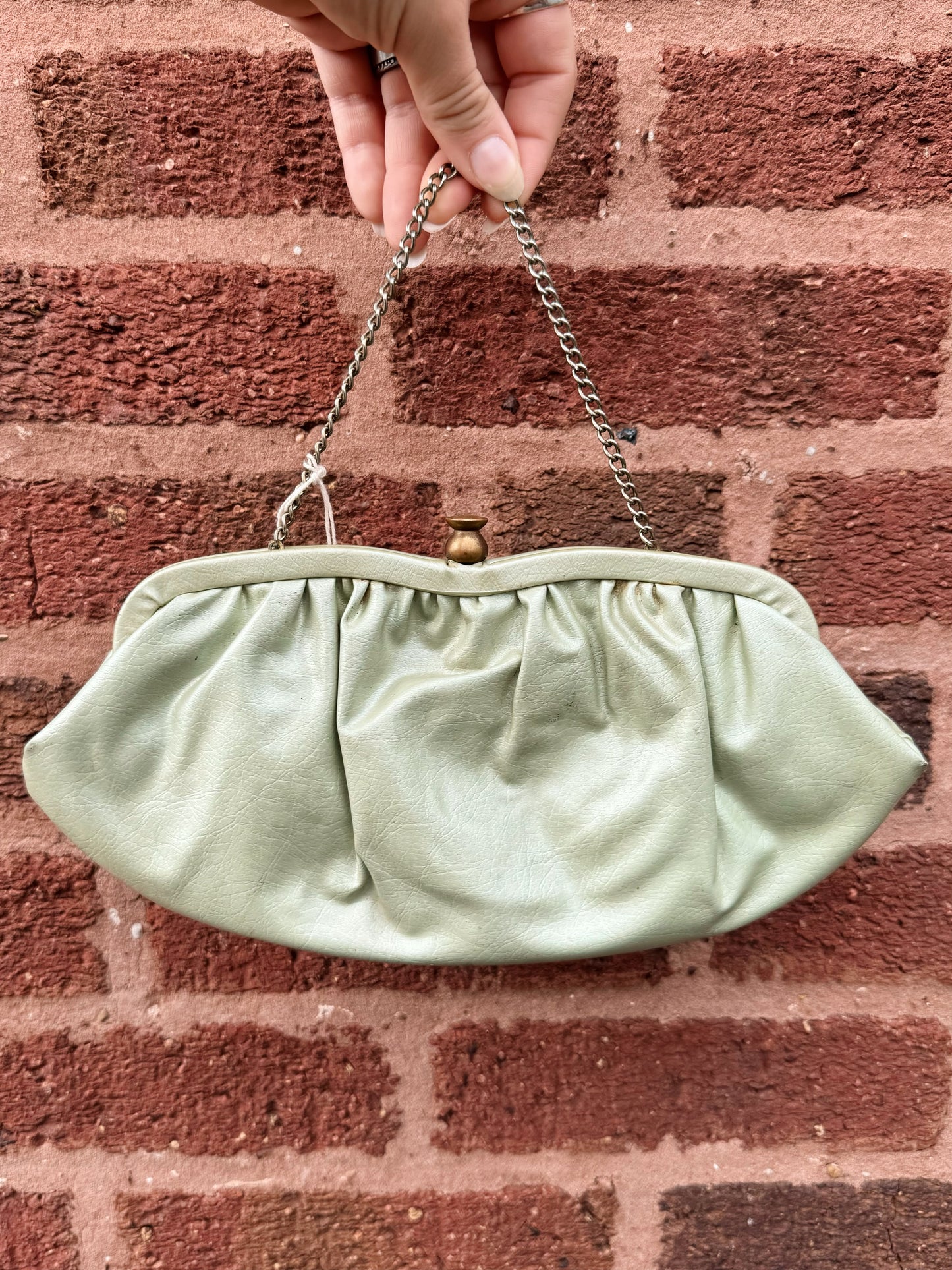 Vintage 1950s Mint Green Vinyl Clutch Purse