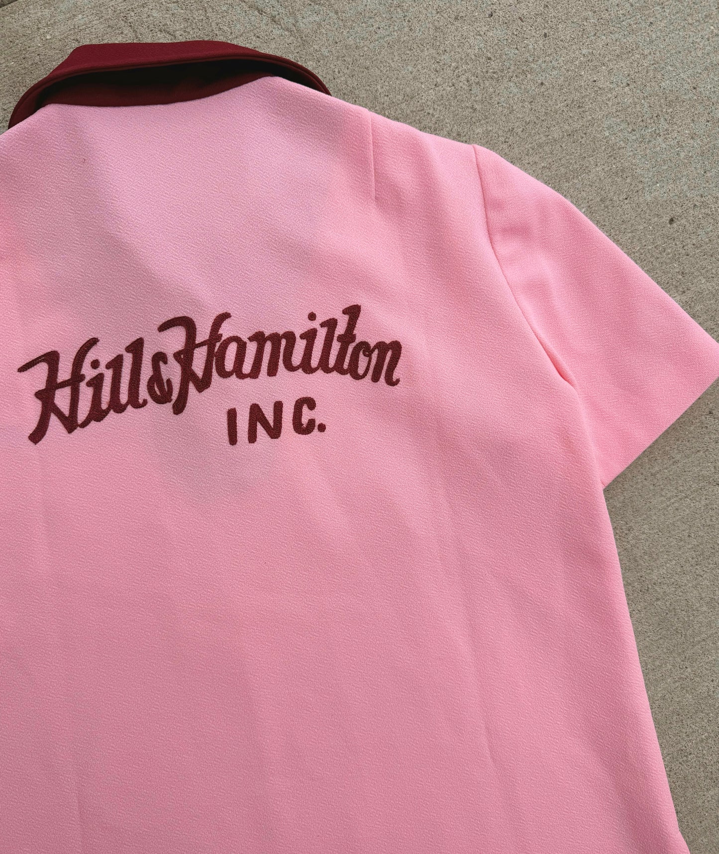 Vintage Hill & Hamilton Marilyn Chainstitch Pink Bowling Shirt