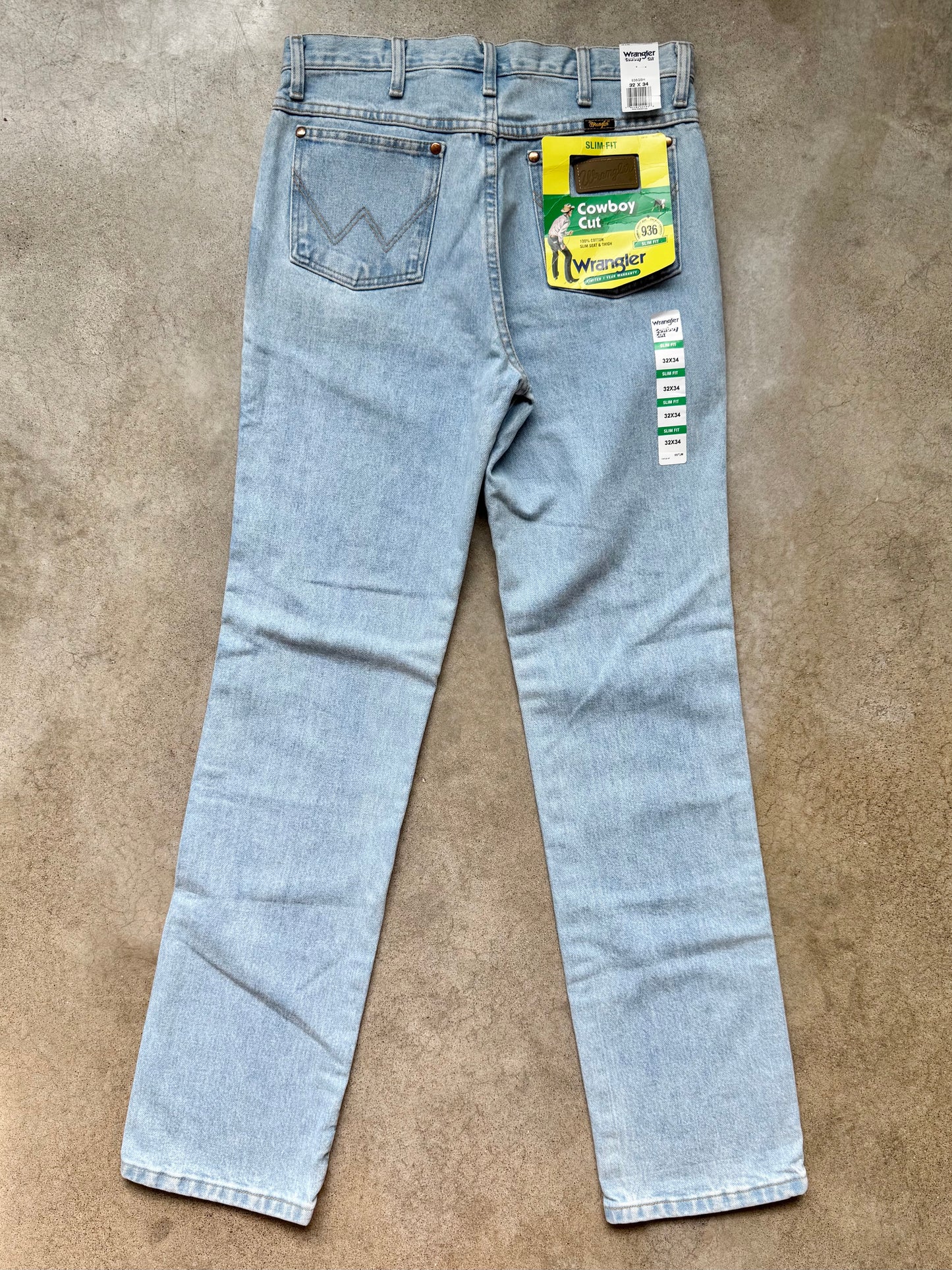 Vintage 1990s Deadstock Wrangler Cowboy Cut Light Wash Jeans | 32x34