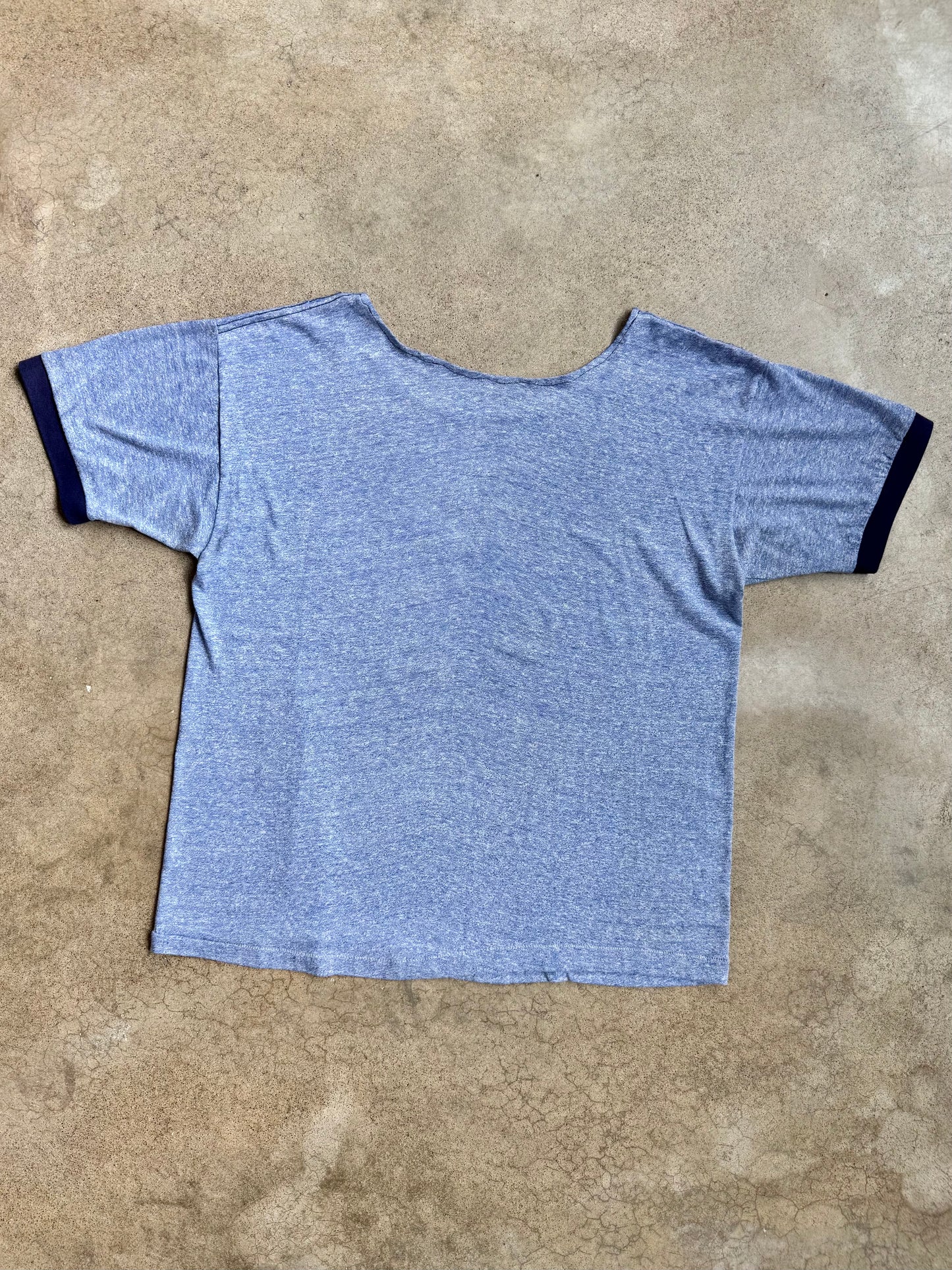 Vintage 1970s Blue Mickey Mouse Graphic Reworked Wide Neck Tee | XL