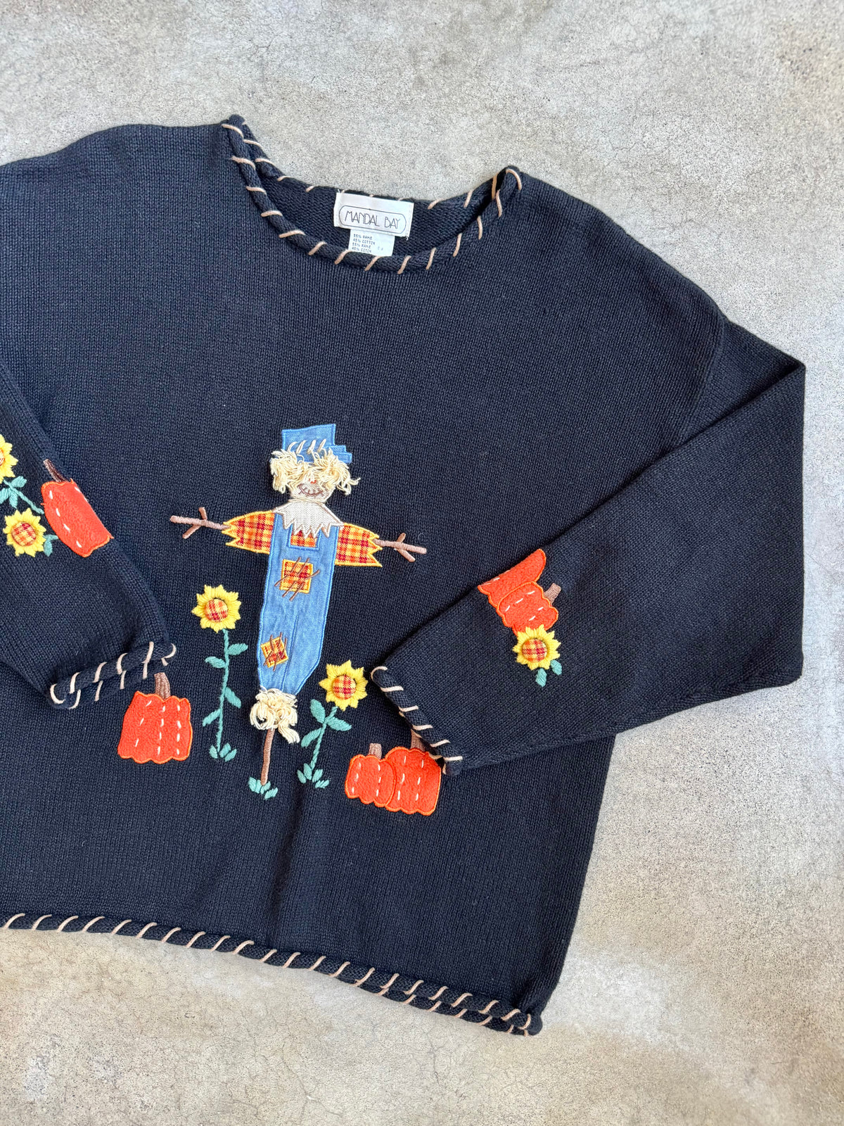Vintage Mandal Bay Cotton-Blend Scarecrow Sweater | Large