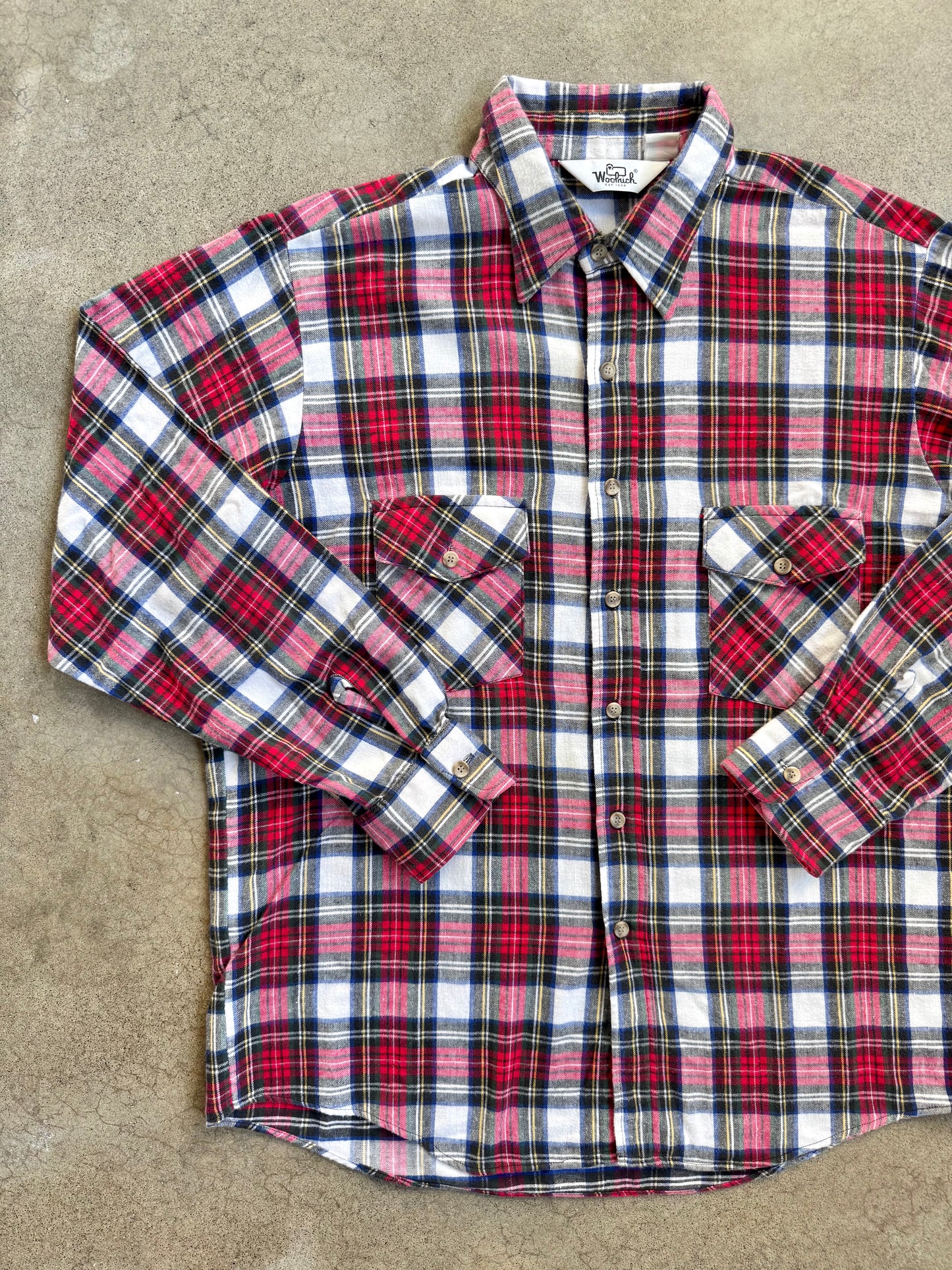 Vintage 1980s Woolrich Red Plaid Flannel Shirt | XL