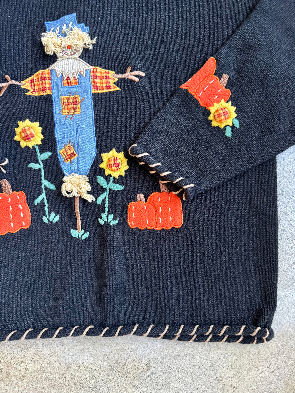 Vintage Mandal Bay Cotton-Blend Scarecrow Sweater | Large