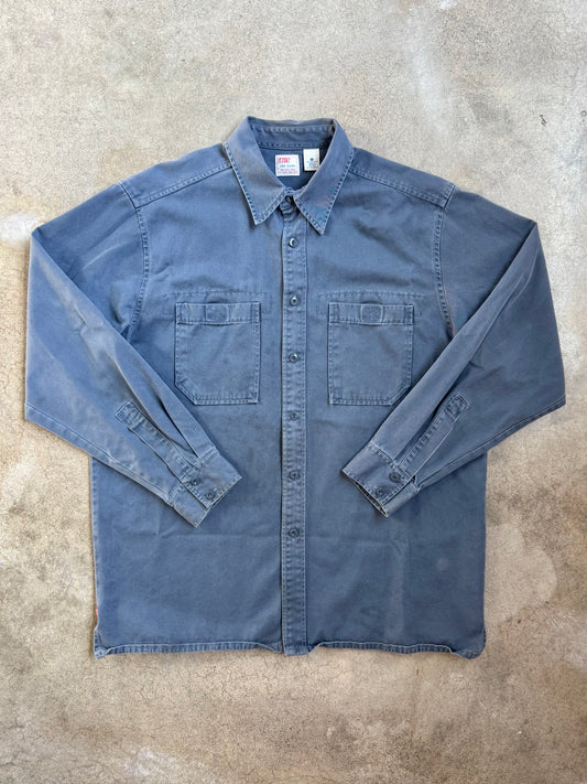 Vintage 1990s Levi’s Dry Goods Muted Blue Cotton Twill Work Shirt | Large
