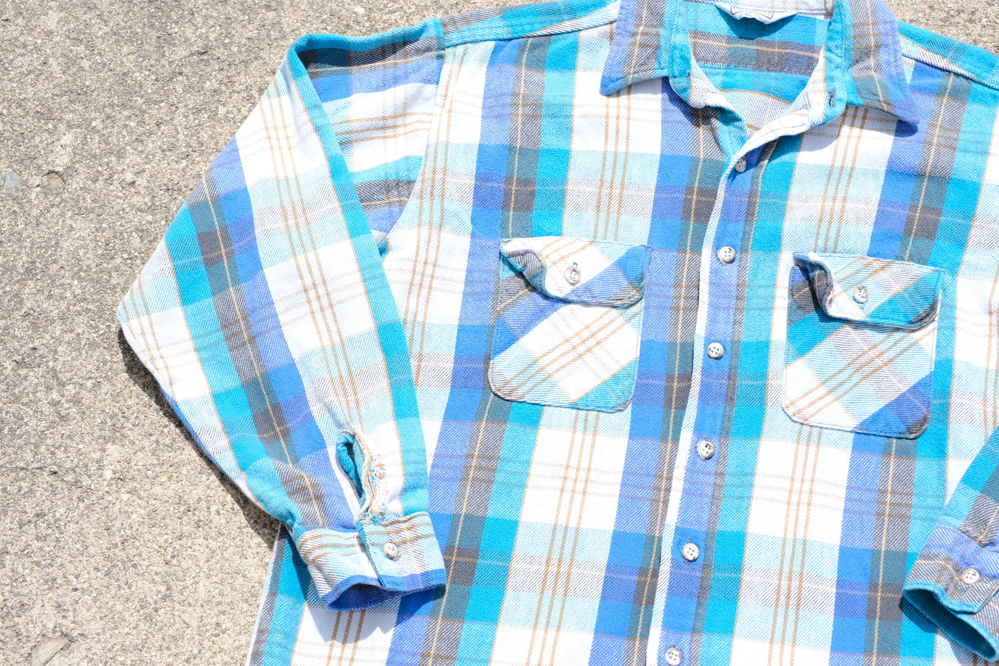 Vintage Five Brother Blue Plaid Flannel