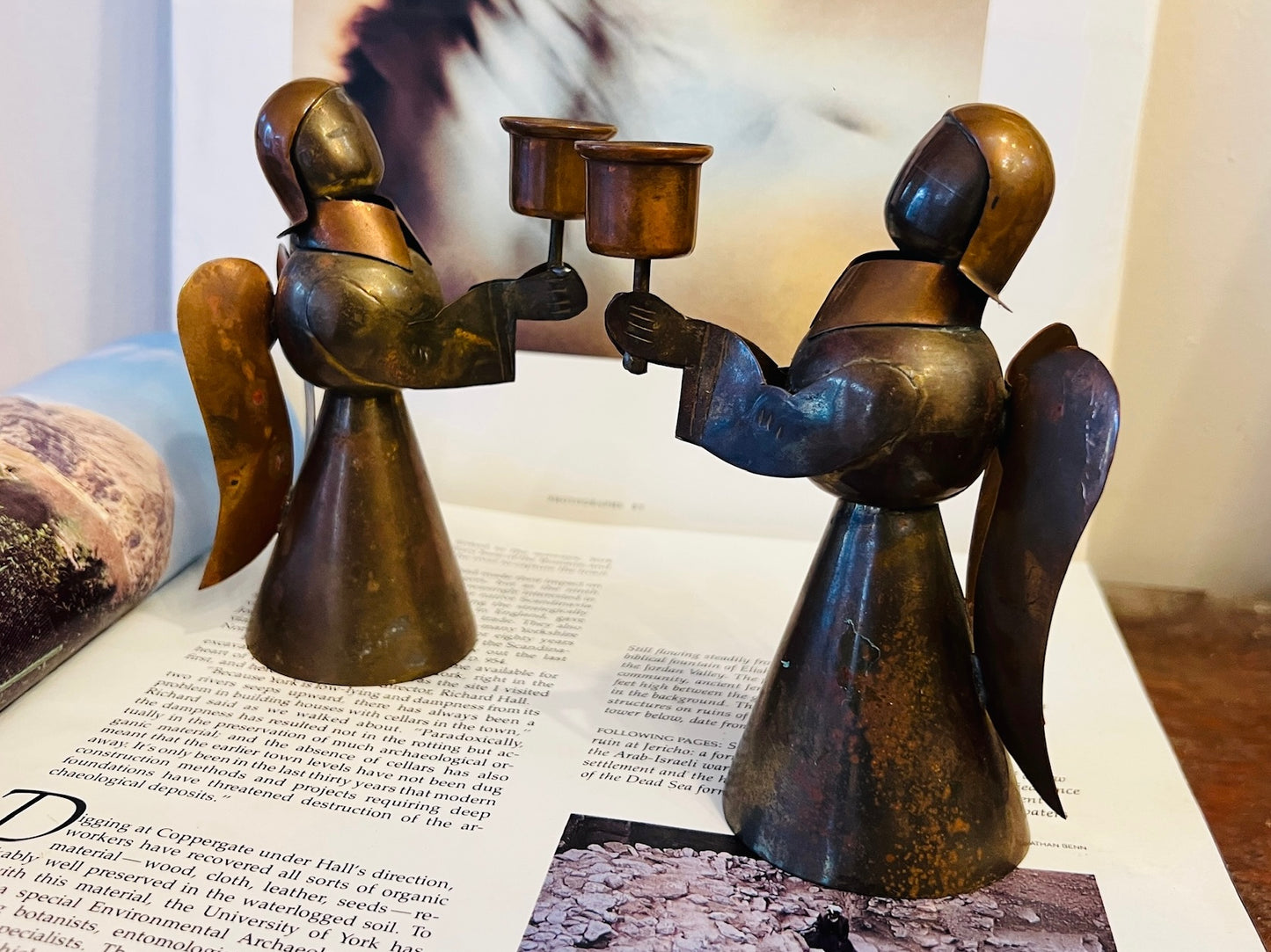 Vintage Copper Angel Candle Holders | Set of 2