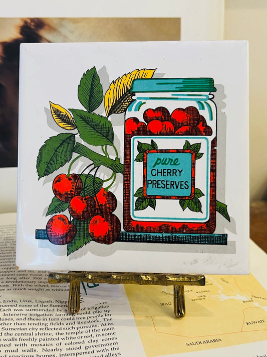 Vintage Cherry Preserves Tile Art