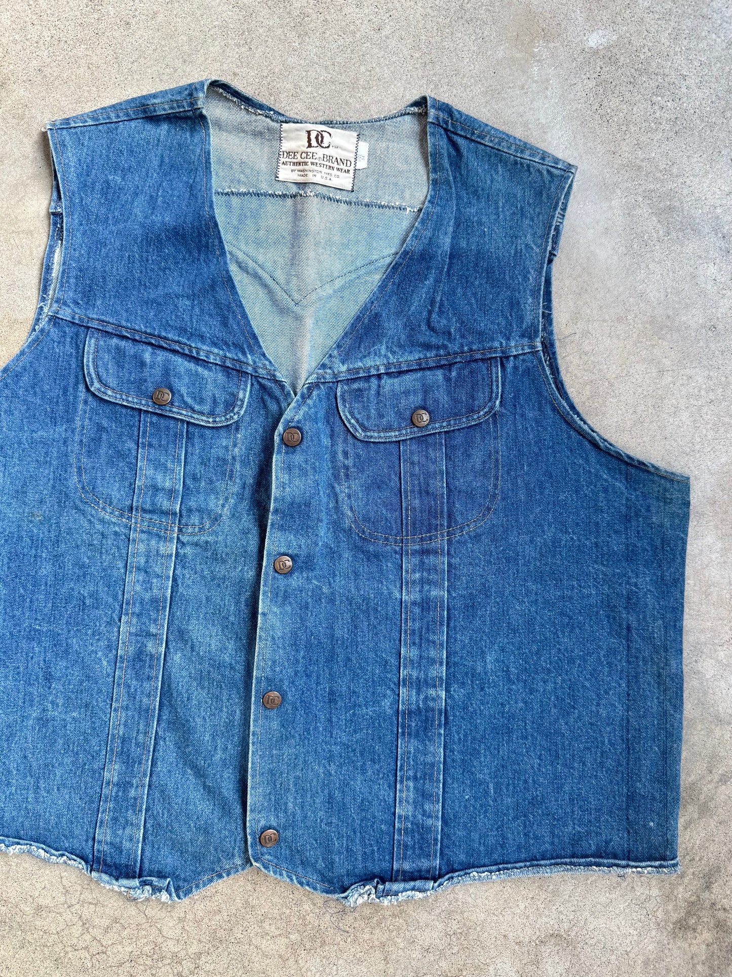 Vintage 1970s Dee Cee Western Denim Vest | 3XL