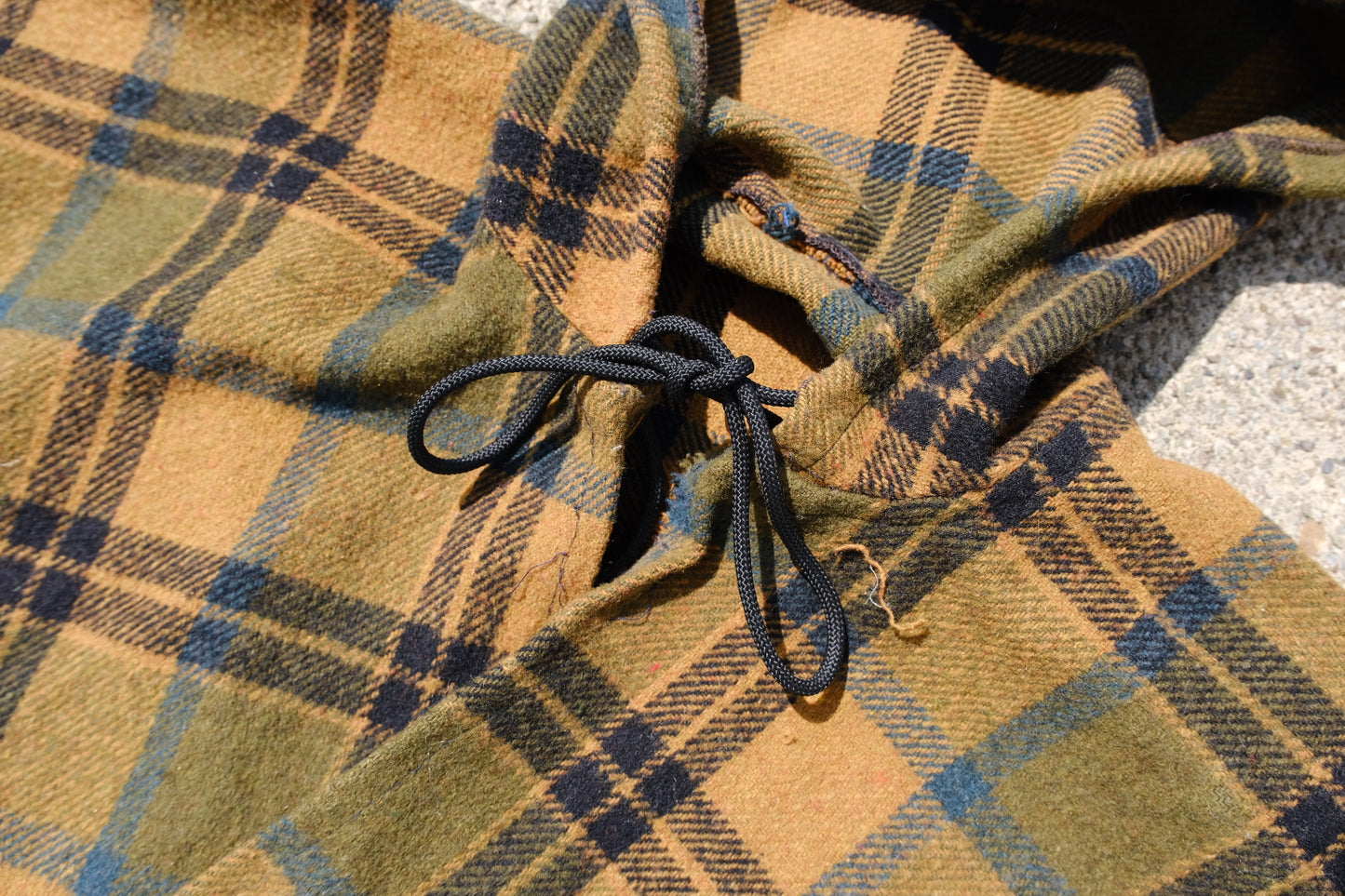 Vintage Tartan Plaid Hooded Wool Poncho