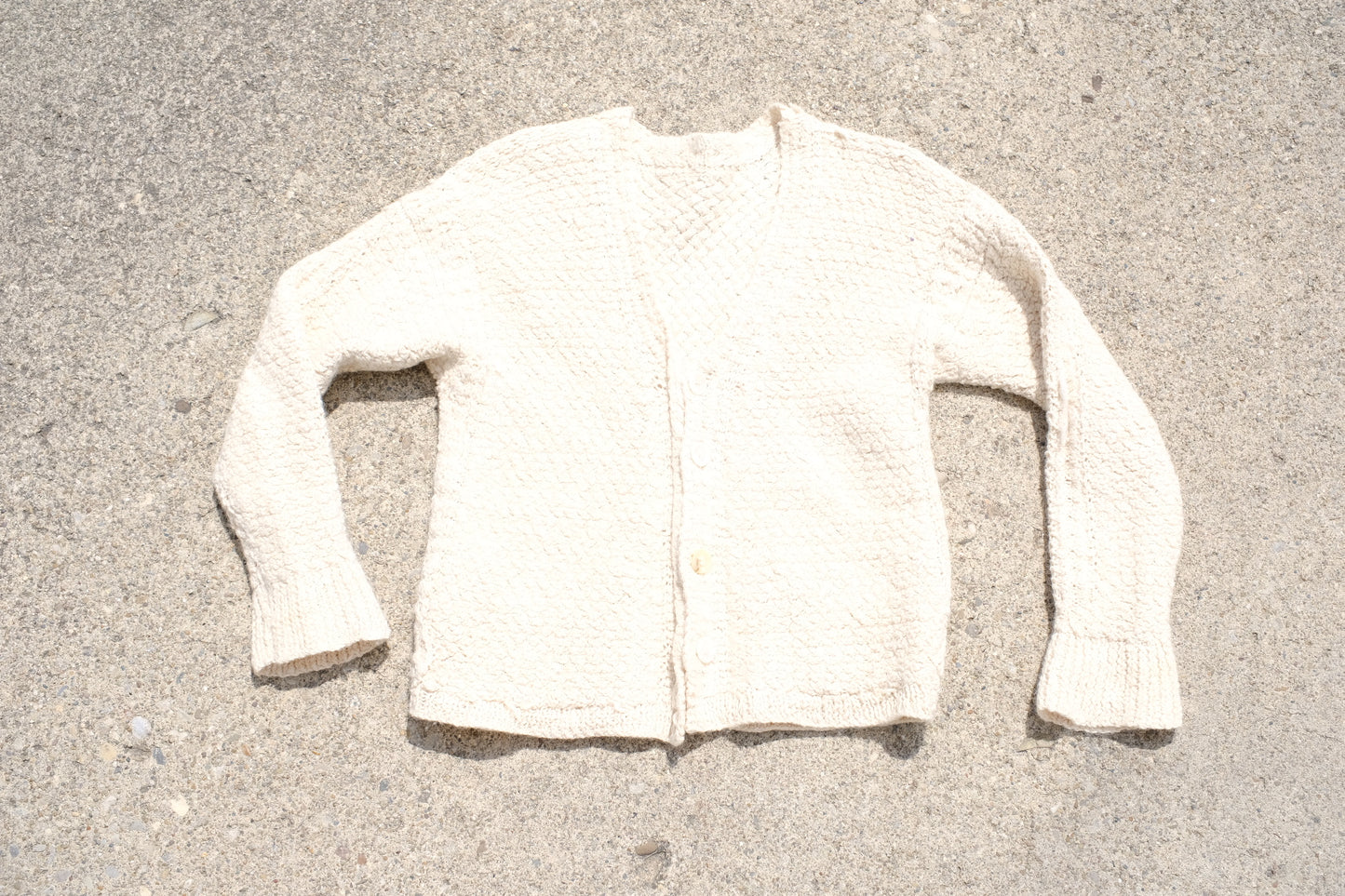 Vintage Cream Wool Cardigan with Pockets