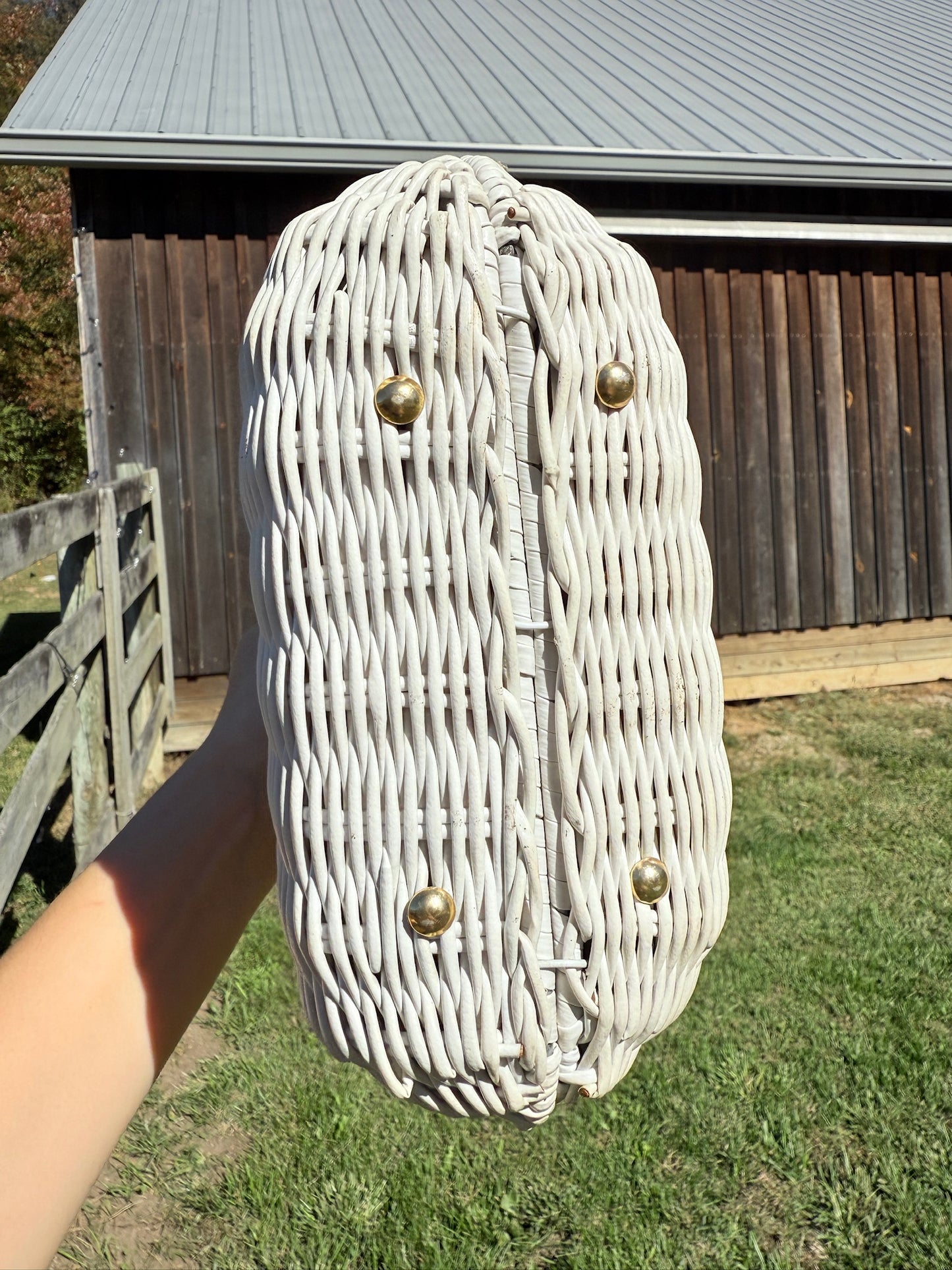 Vintage 1950s White Wicker Handbag