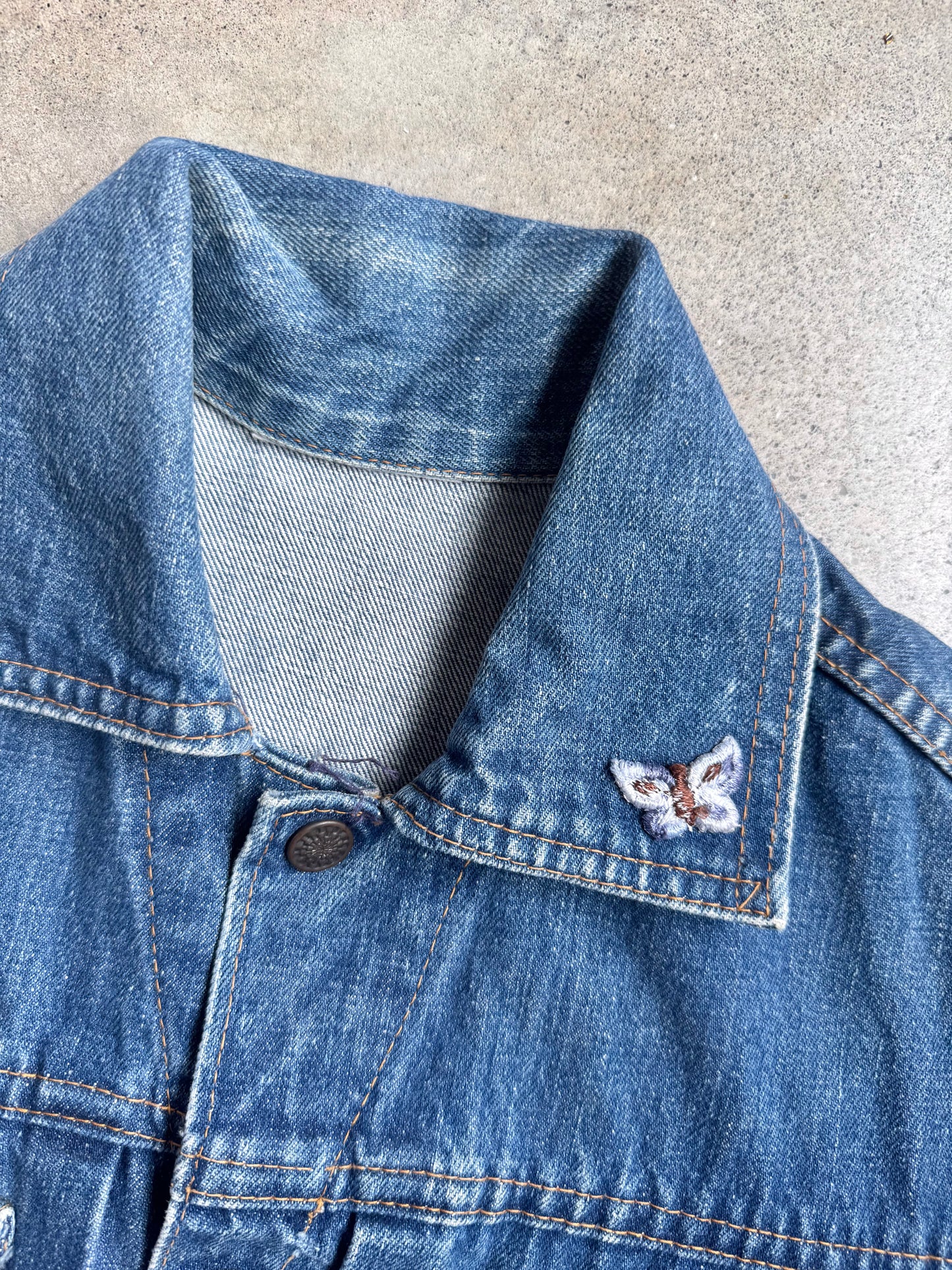 Vintage 1960s Type II Selvedge Denim Butterfly Patch Jacket | Small