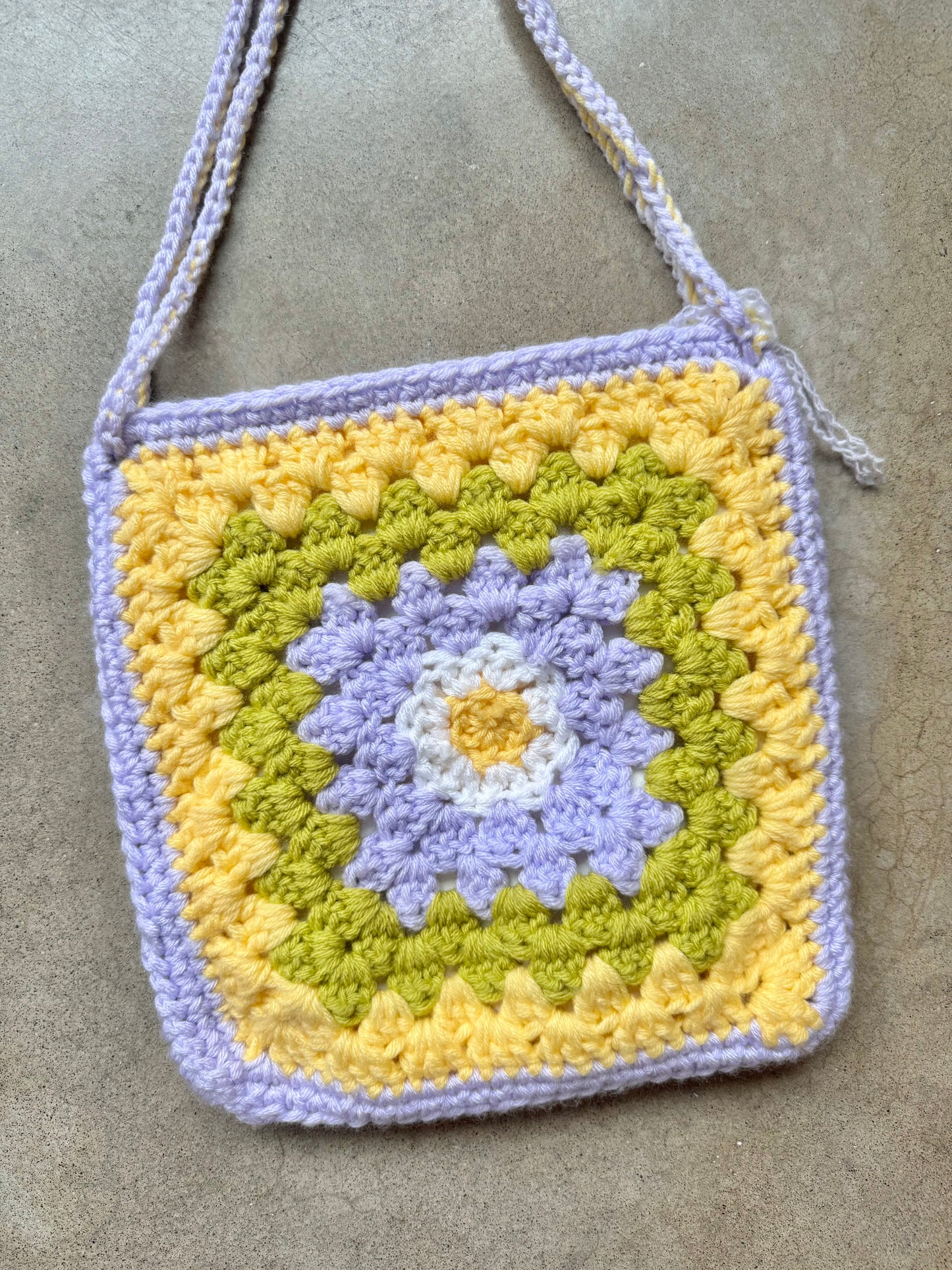 Handmade Floral Crochet Granny Square Bag
