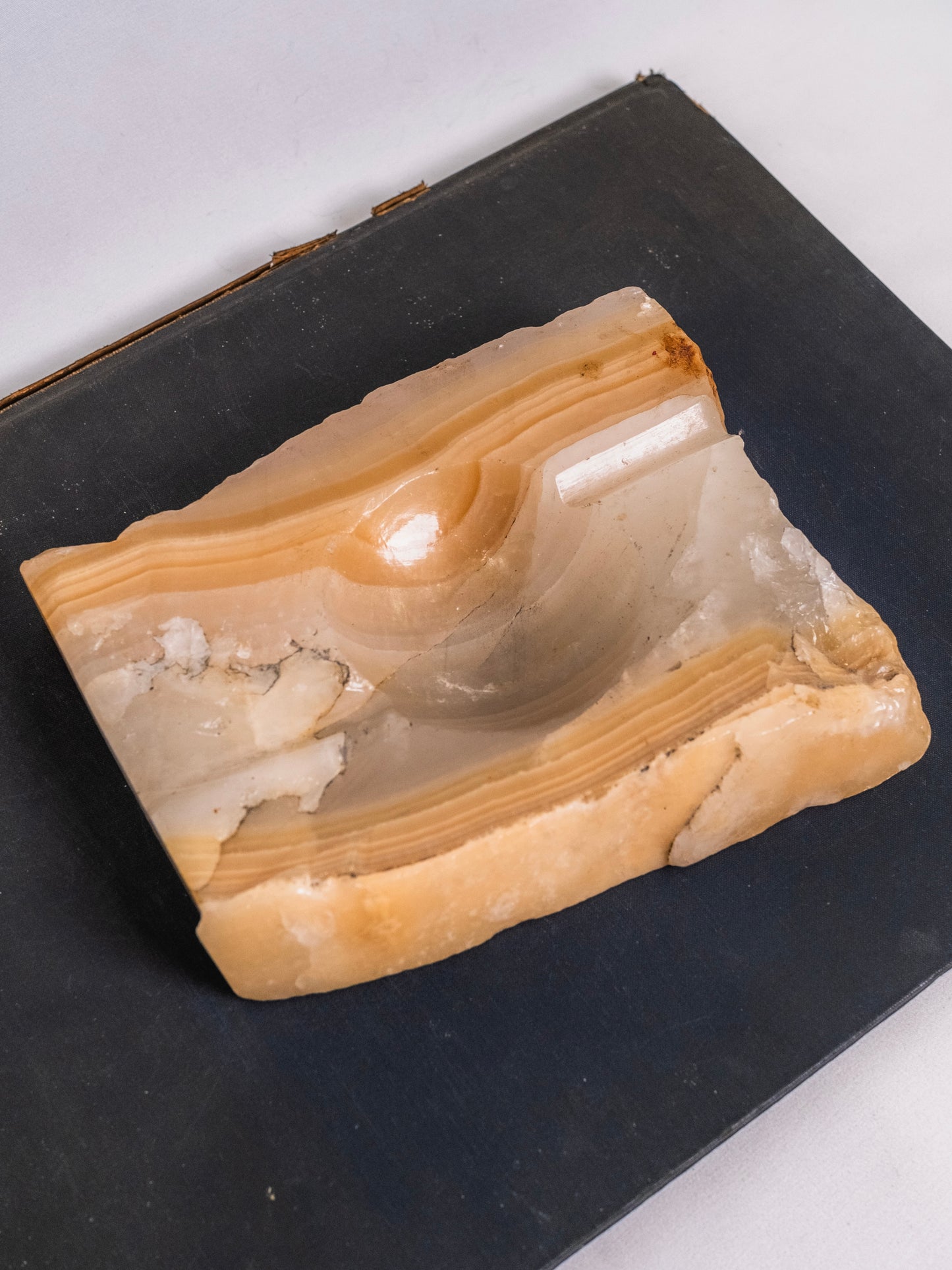 Vintage 1950s Carved Onyx Ashtray