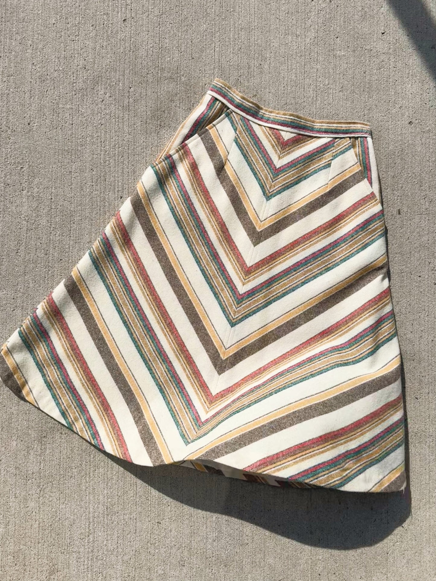 Vintage 1970s The Limited Chevron Stripe Wool Skirt