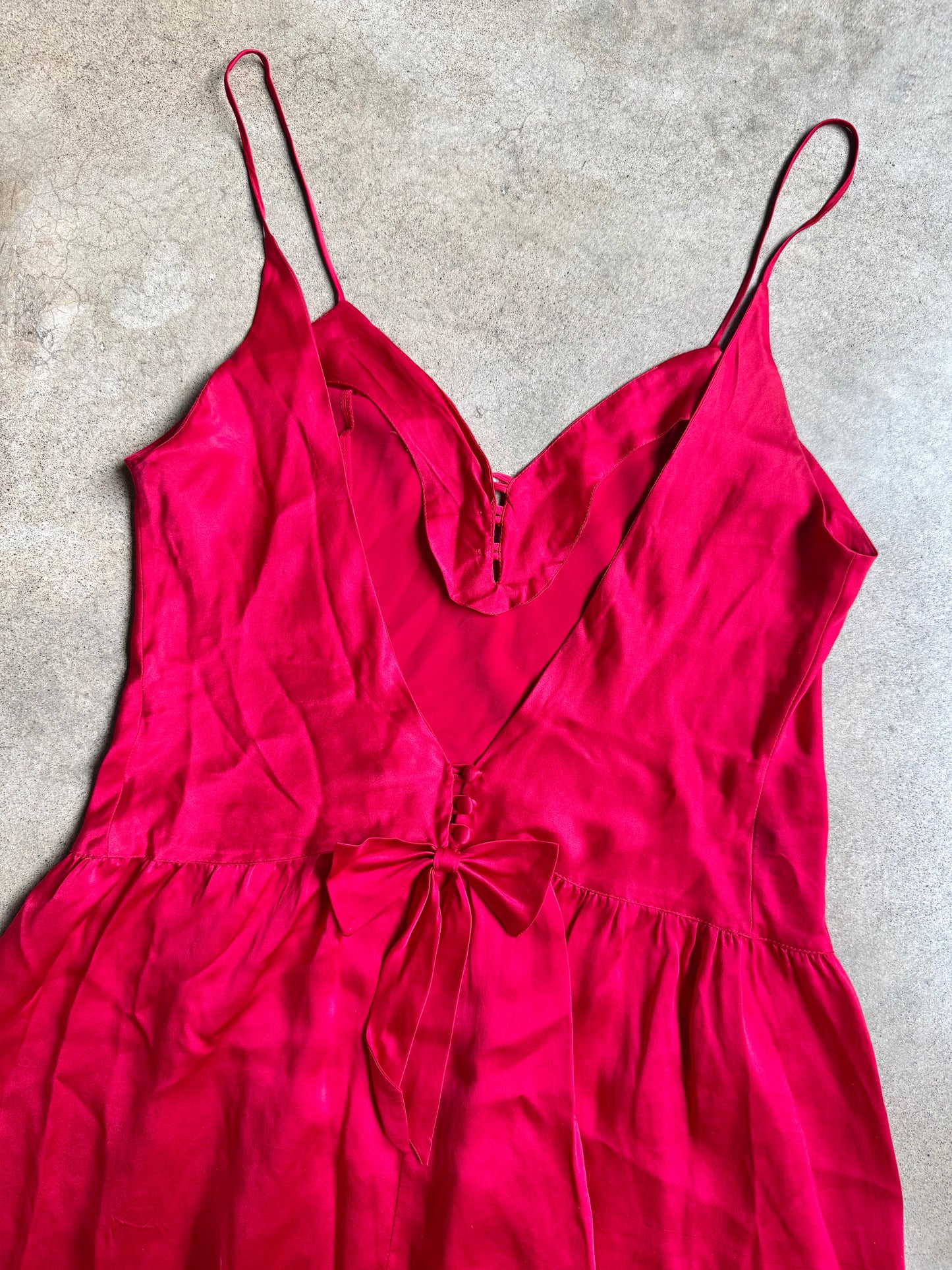 Vintage Victoria’s Secret Gold Label 100% Silk Red Drop Waist Mini Slip Dress | Large
