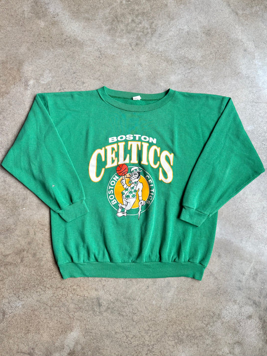 Vintage 1990s Boston Celtics Green Crewneck Sweatshirt | 2XL