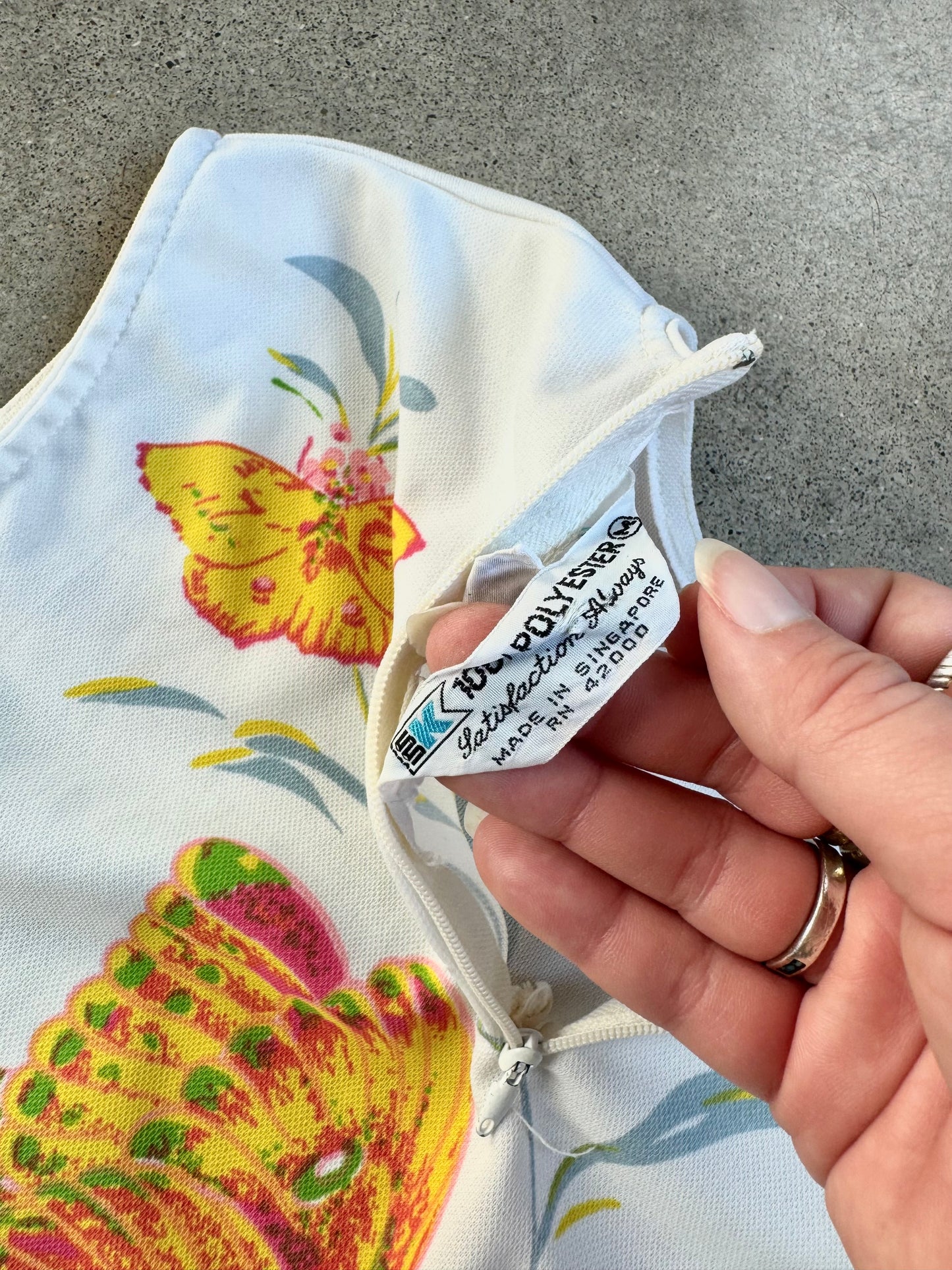 Vintage 1960s Kmart Butterfly Print Sleeveless Top | Medium