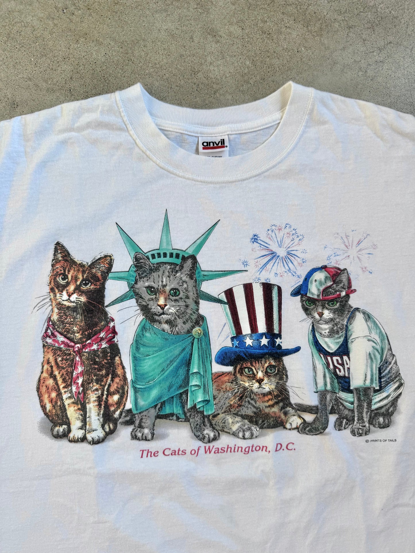 Vintage 1990s Prints of Tails "Cats of Washington D.C." Graphic Tee | XL