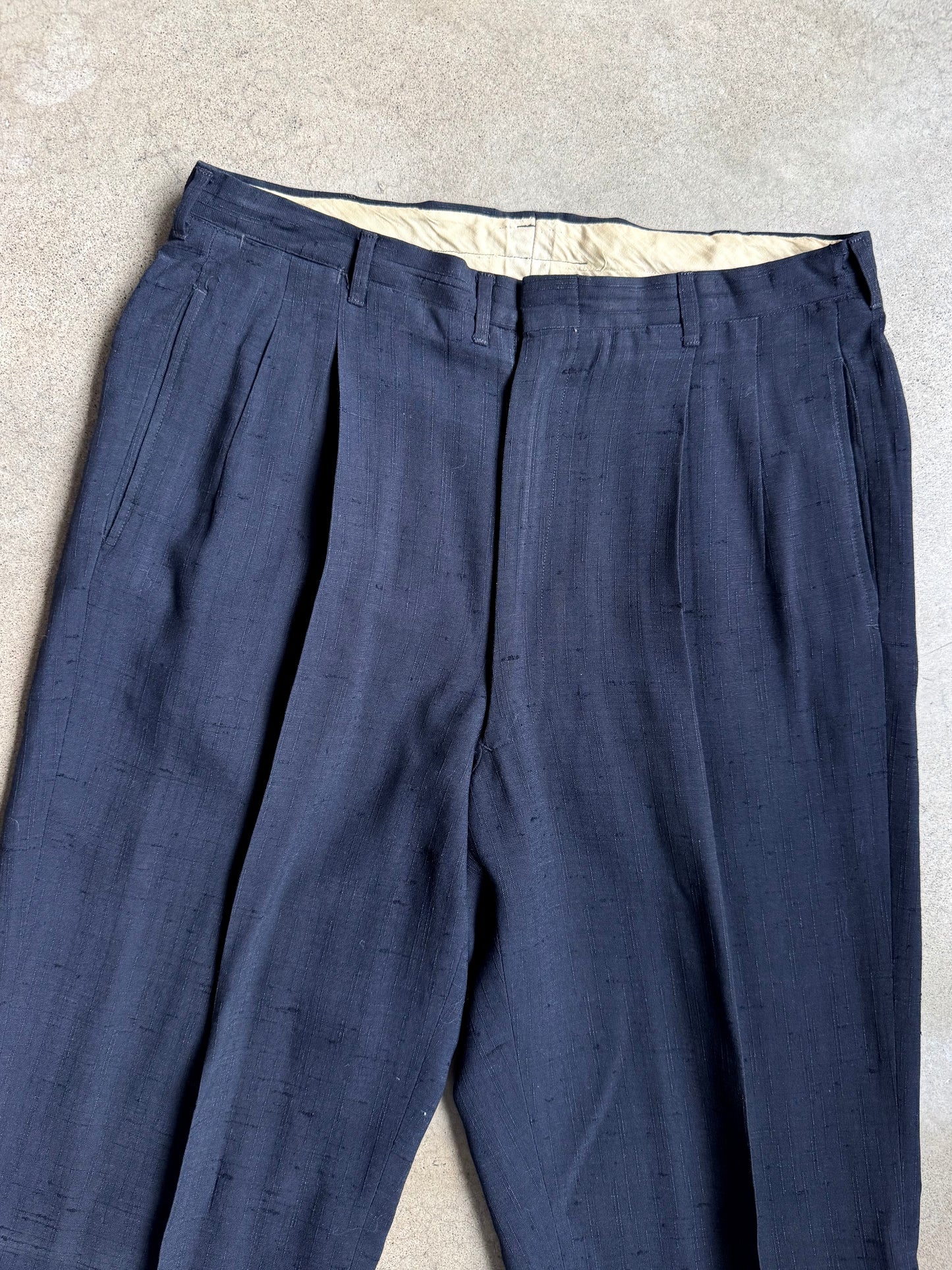 Vintage 1940s Palm Beach Company “Palm Beach Cloth” Navy Blue Two-Piece Suit | 38L